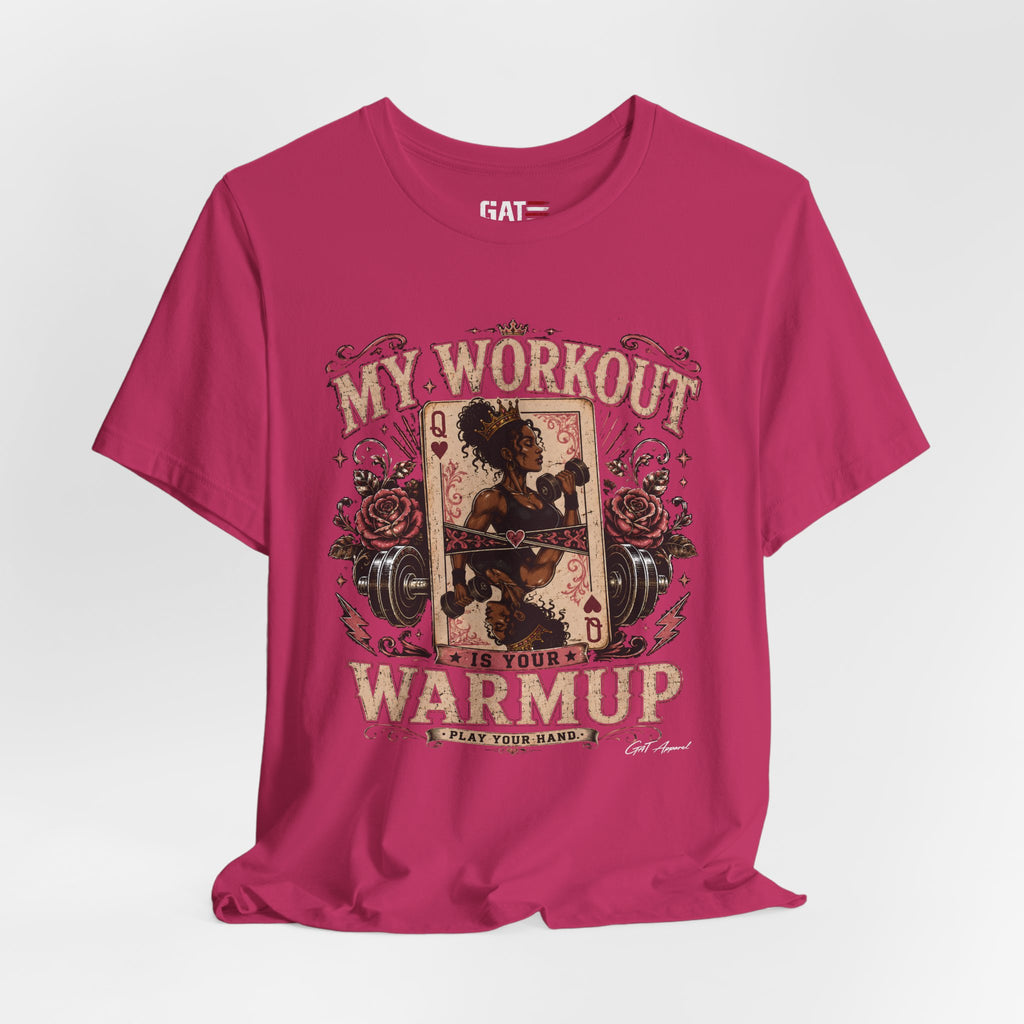 My Workout Is Your Warmup Shirt, Retro Gym Shirt for Women, Queen of Hearts Fitness Tee, Weightlifting Gift