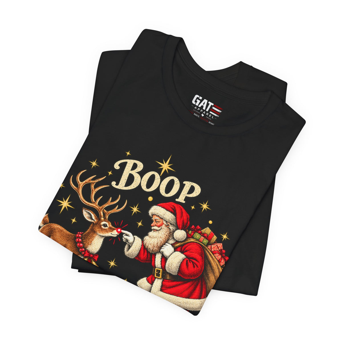 Santa and Reindeer Boop Christmas Graphic T-Shirt - product image 16