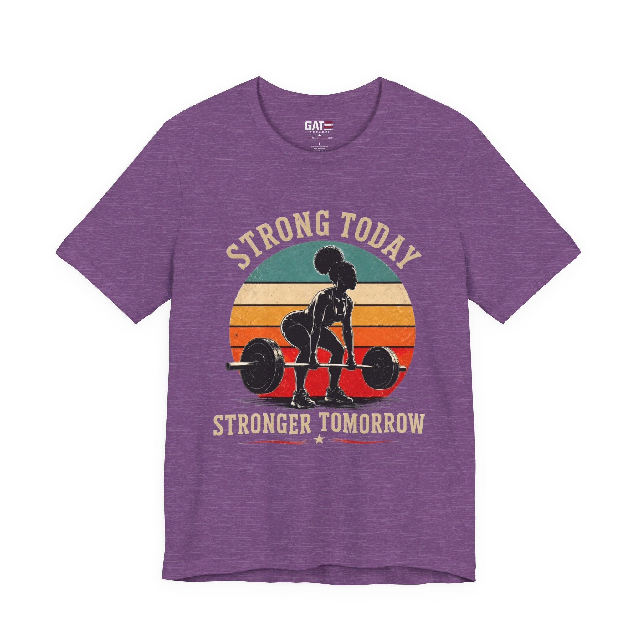 Strong Today Stronger Tomorrow Shirt, Women's Gym Shirt, Retro Weightlifting Tee, Fitness Gift for Women
