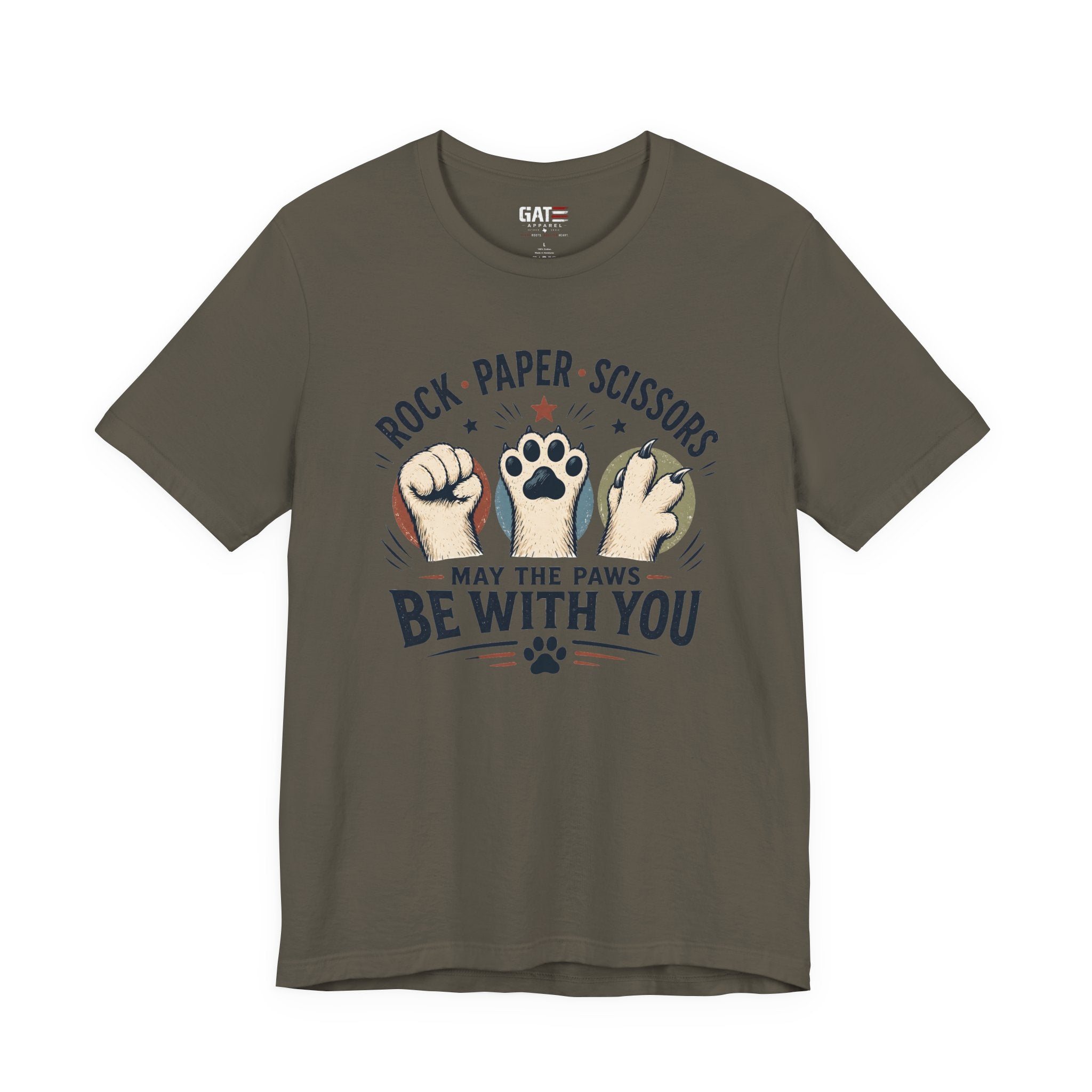Rock Paper Scissors Cat Shirt, May The Paws Be With You Tee, Funny Cat Lover Gift, Cute Pet Paw Graphic Tee, Cat Mom Dad Shirt