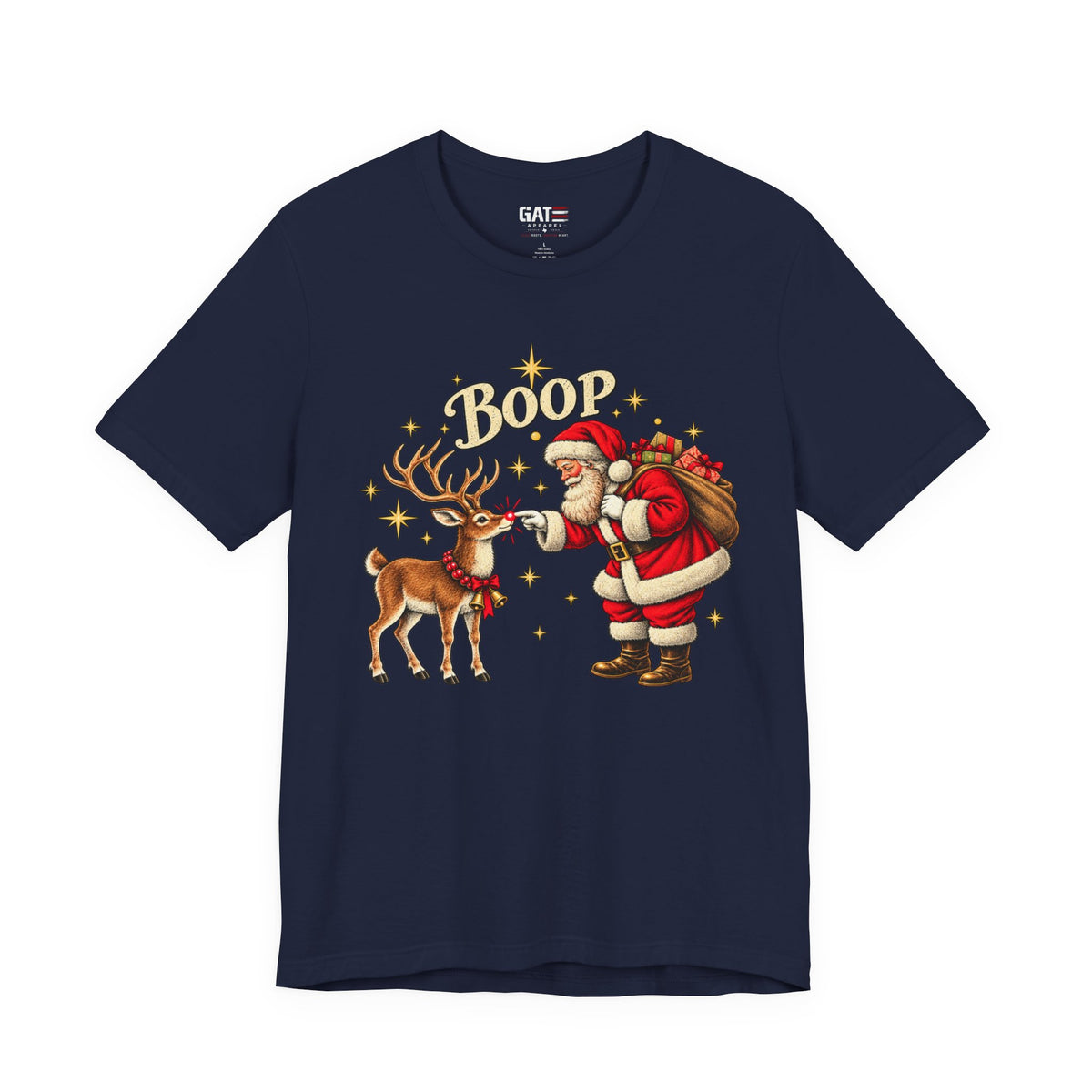 Santa and Reindeer Boop Christmas Graphic T-Shirt - product image 7
