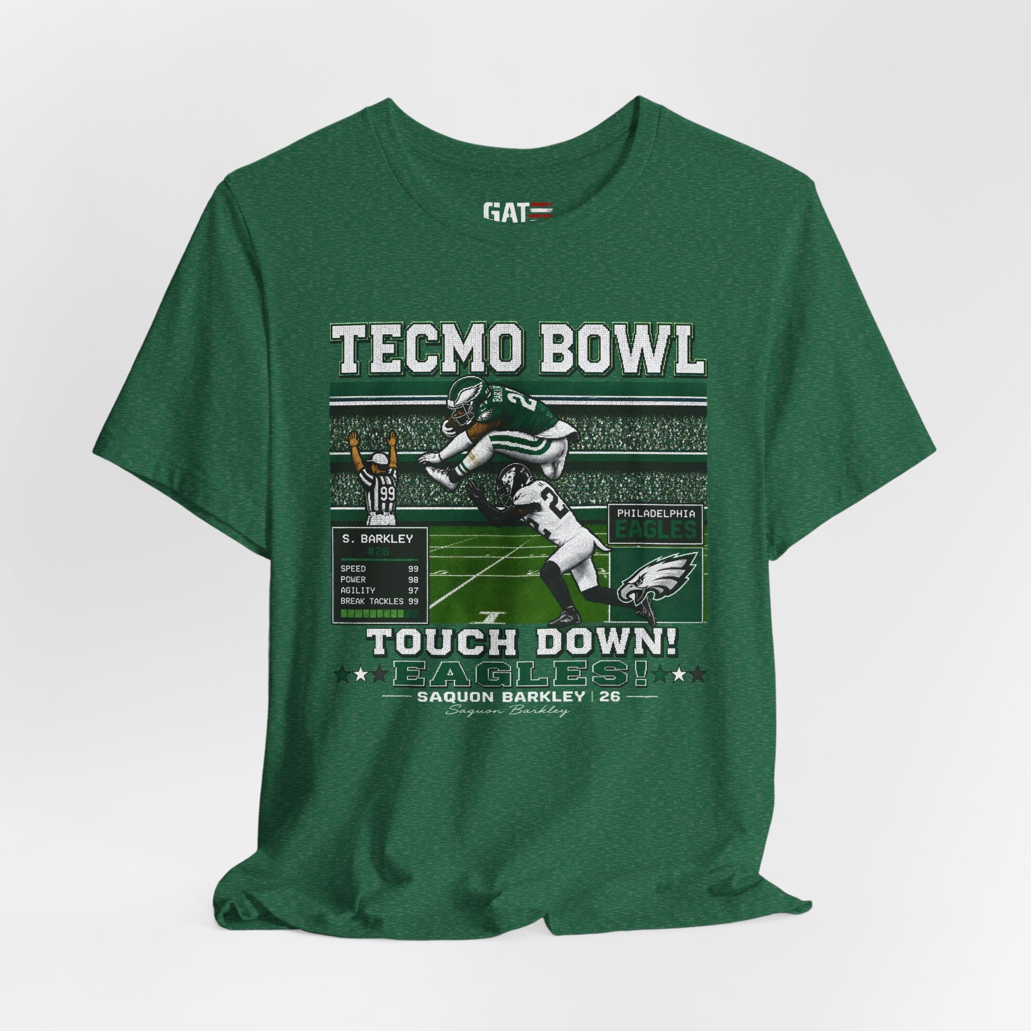 Saquon Barkley Tecmo Bowl Shirt Retro Eagles Football Tee Vintage Video Game Graphic T Shirt Gift for Football Fans