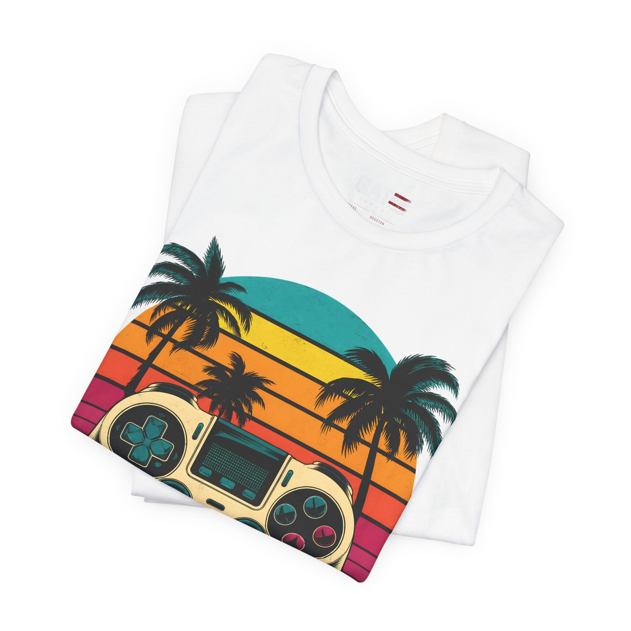 Retro Gaming Shirt, Gamer Sunset Tee, Video Game Controller Shirt, 80s Retro Gamer Gift, Beach Gaming T Shirt