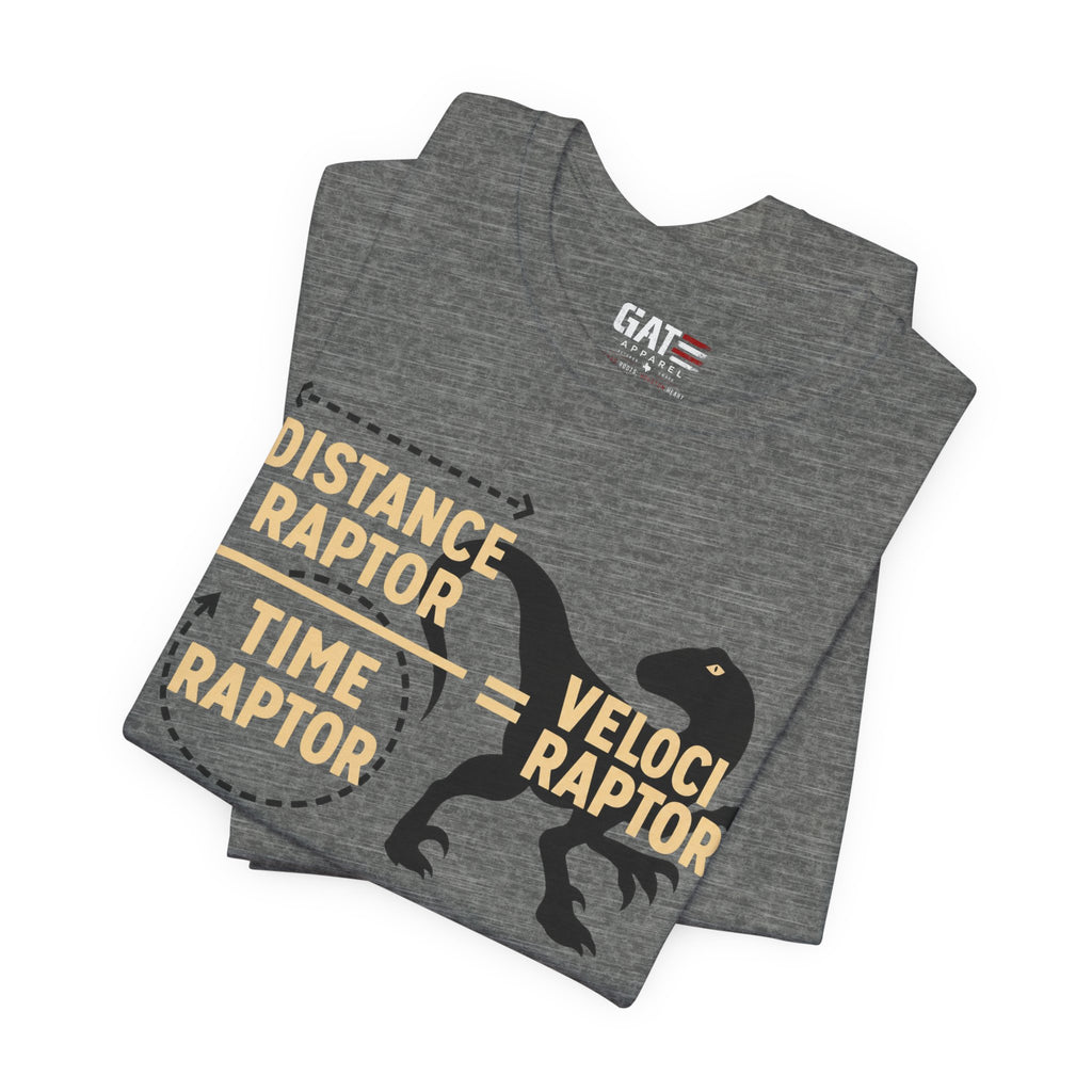 Velociraptor Anatomy Tee — "Distance Raptor / Time Raptor" Dinosaur Graphic Shirt