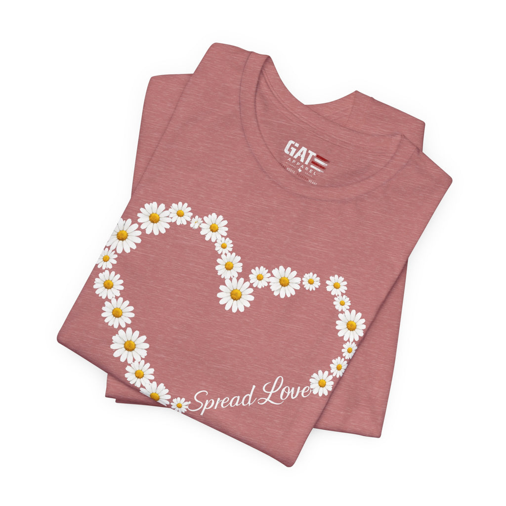 Daisy Heart Tee — "Spread Love" Floral Graphic T-Shirt