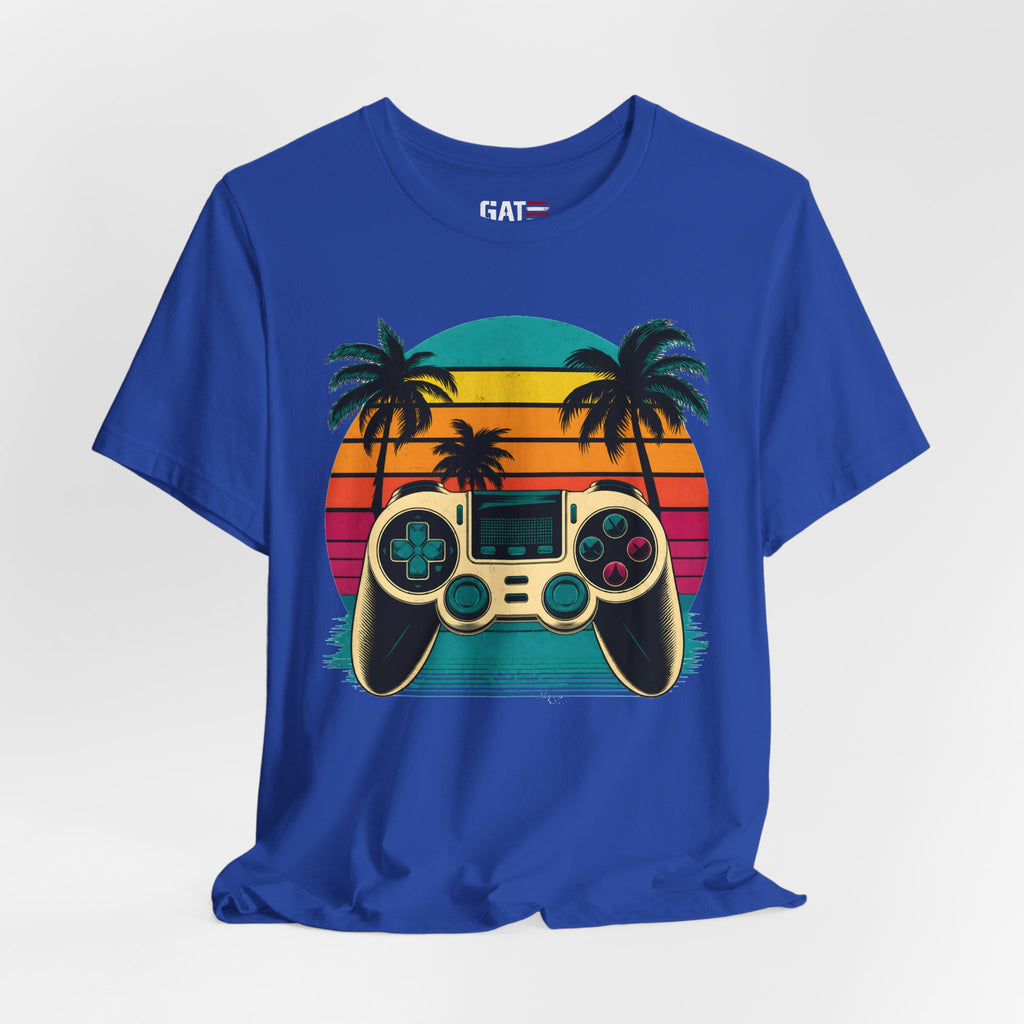 Retro Gaming Shirt, Gamer Sunset Tee, Video Game Controller Shirt, 80s Retro Gamer Gift, Beach Gaming T Shirt