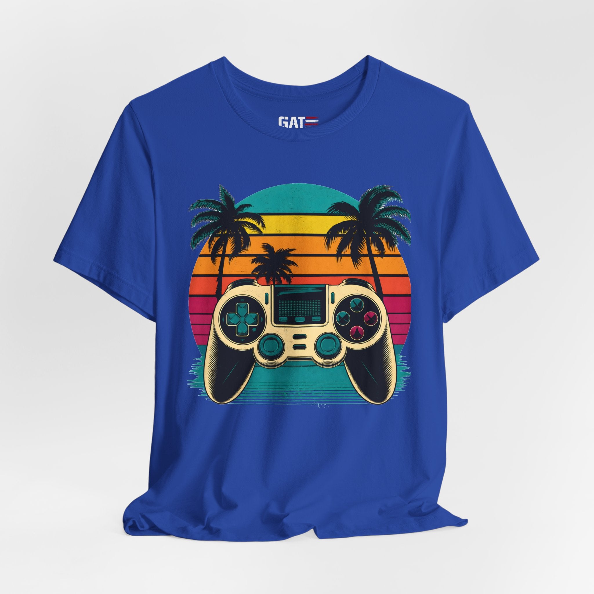 Retro Gaming Shirt, Gamer Sunset Tee, Video Game Controller Shirt, 80s Retro Gamer Gift, Beach Gaming T Shirt