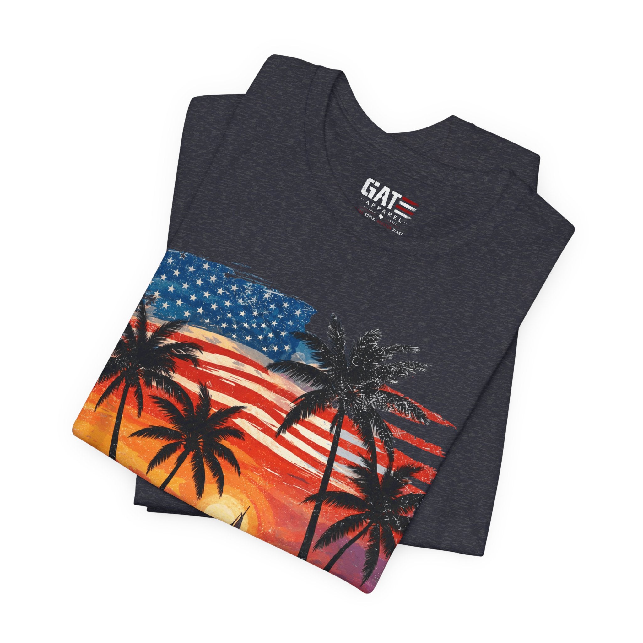 Gulf of America Sunset T-Shirt — Patriotic Palm Beach Tee