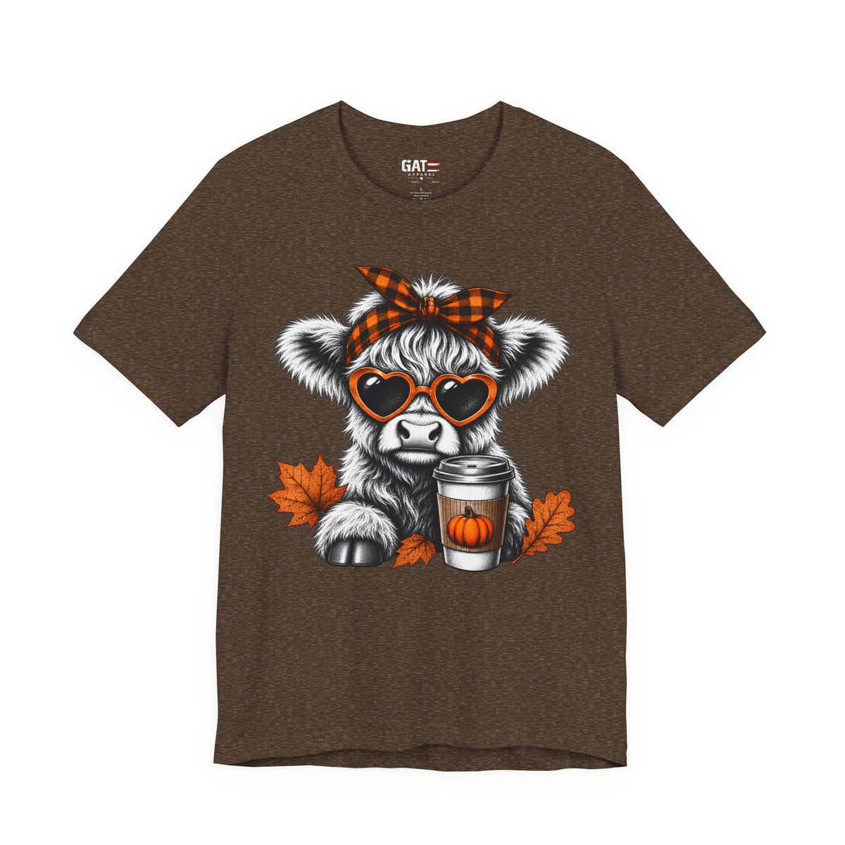 Cute cow pumpkin season tee product view