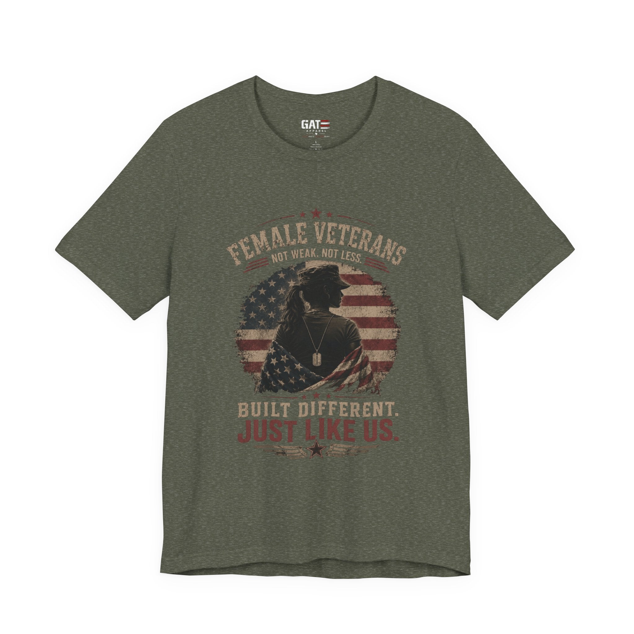 Female Veteran Shirt Built Different Just Like Us Tee Patriotic Military Shirt for Women Army Navy Marine Air Force Veteran Gift