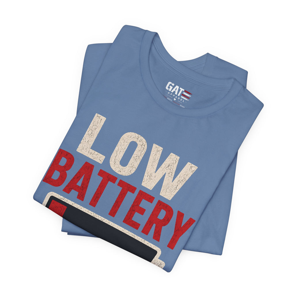 Low Battery Dad of 2 Kids Shirt, Funny Tired Dad Tee, Father of Four Gift, Parenting Humor Shirt, Exhausted Dad Graphic Tee