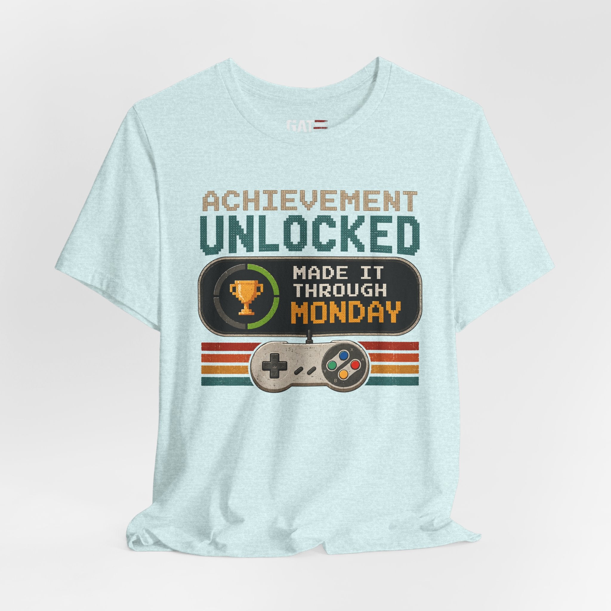 Retro Gaming Shirt, Funny Work Shirt, Made It Through Monday Tee, Gamer Gift for Men Women, Office Humor Shirt