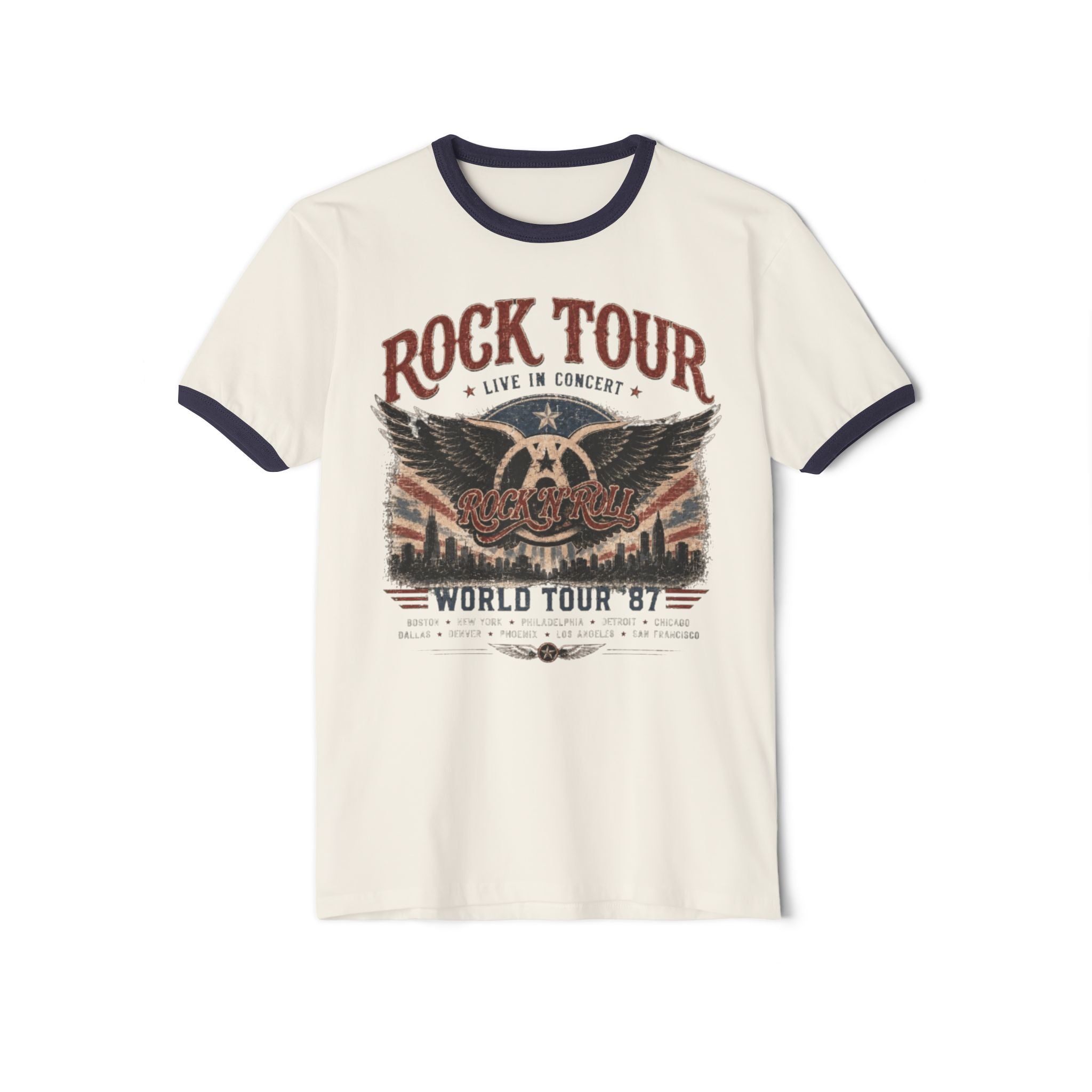 Aero Rock Tour Ringer T-Shirt — Vintage Eagle World Tour Tee