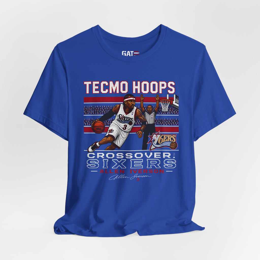 Tecmo Hoops Allen Iverson Crossover Sixers Tee | Basketball Retro Graphic Shirt
