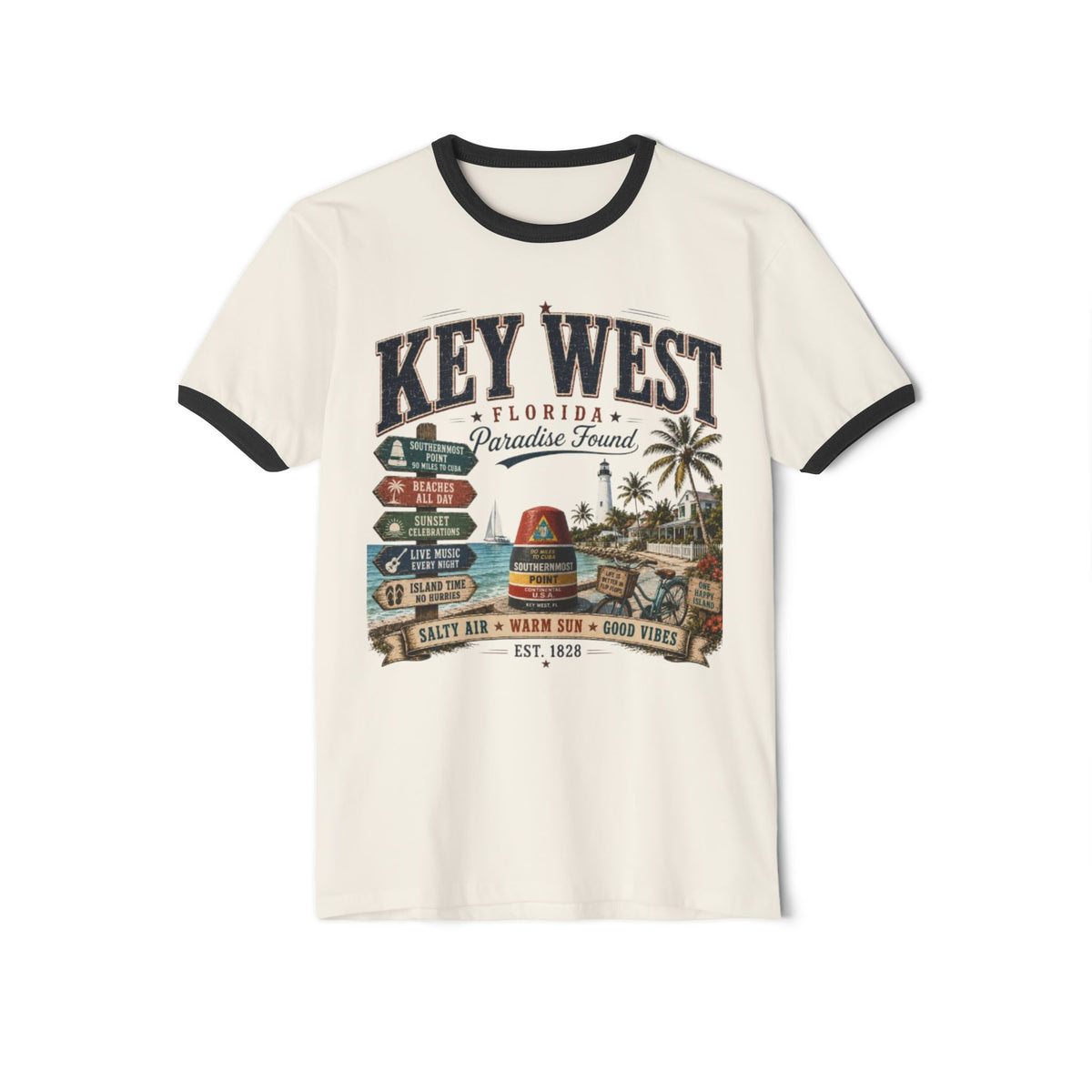 Key West Paradise Ringer Shirt | Vintage Florida Tee