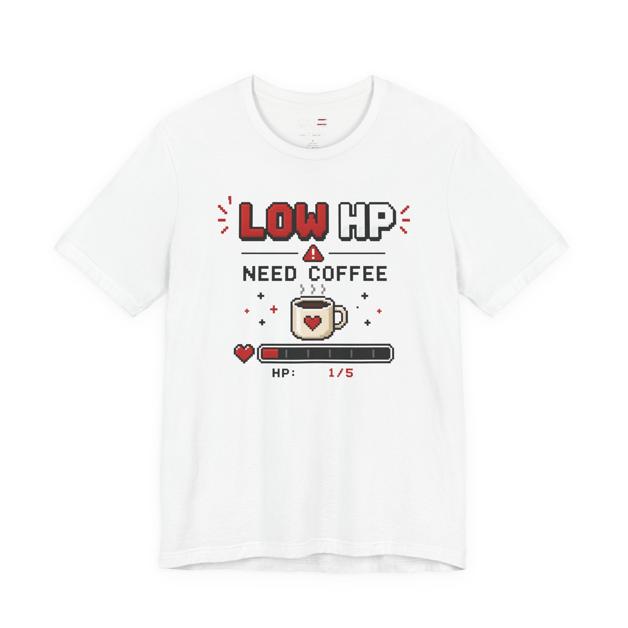 Funny Coffee Lover Shirt, Gamer Coffee Tee, Retro Pixel Art Shirt, Caffeine Addict Gift, Gaming T-Shirt