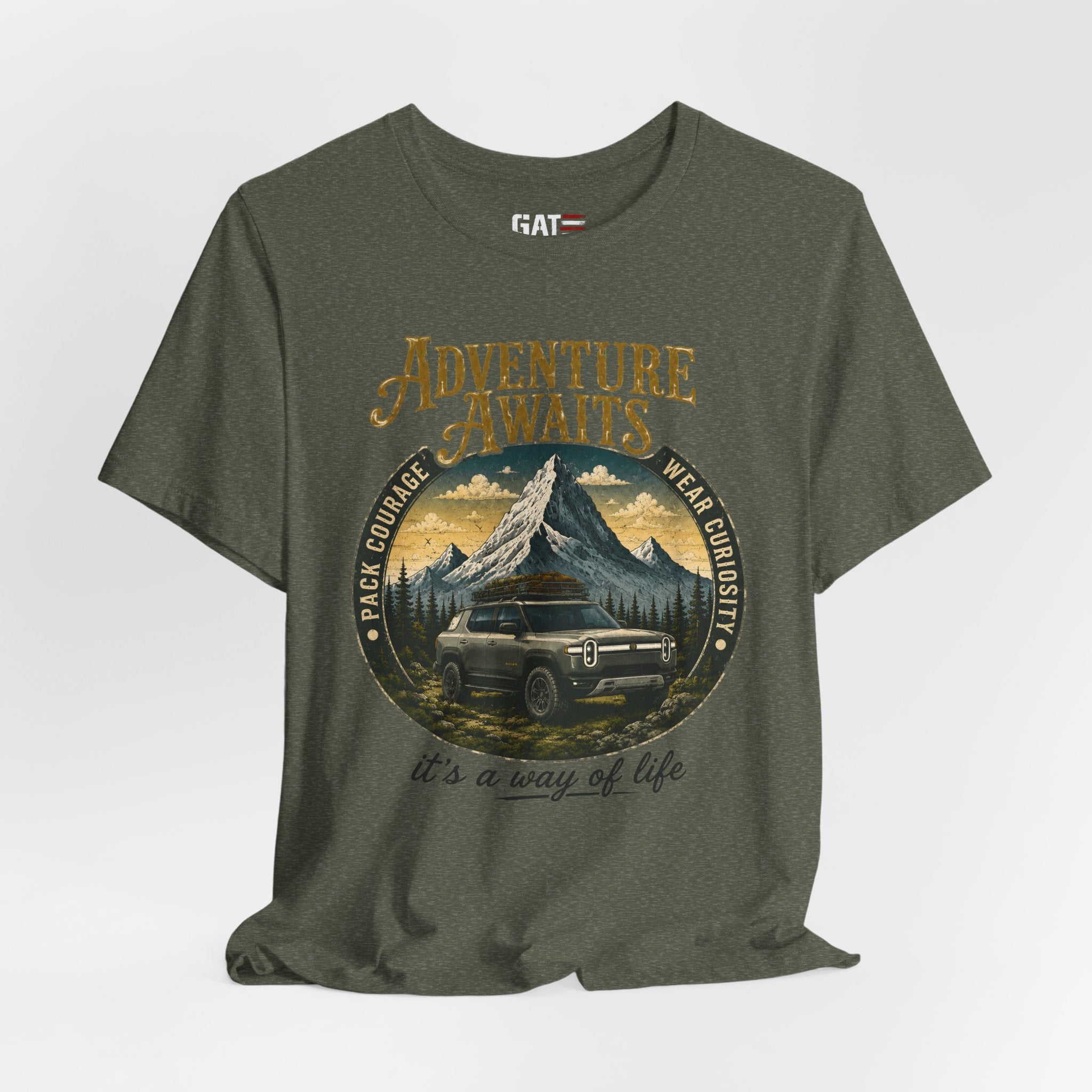 Adventure Awaits Shirt, Rivian Camping, Mountain Adventure Tee, Overlanding Shirt, Off Road SUV Graphic Tee, Outdoor, Nature Lover Shirt