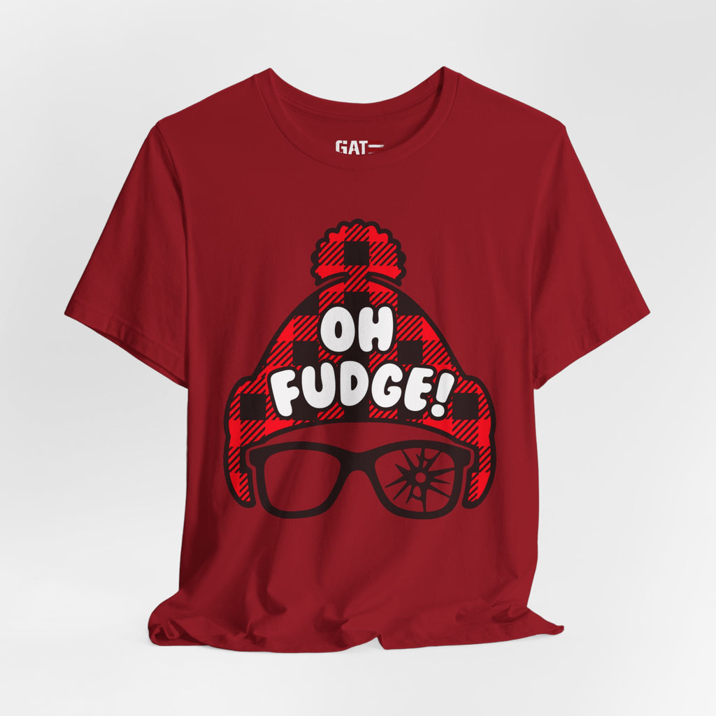 Oh Fudge! Plaid Beanie Graphic Tee — Funny Holiday Winter Shirt