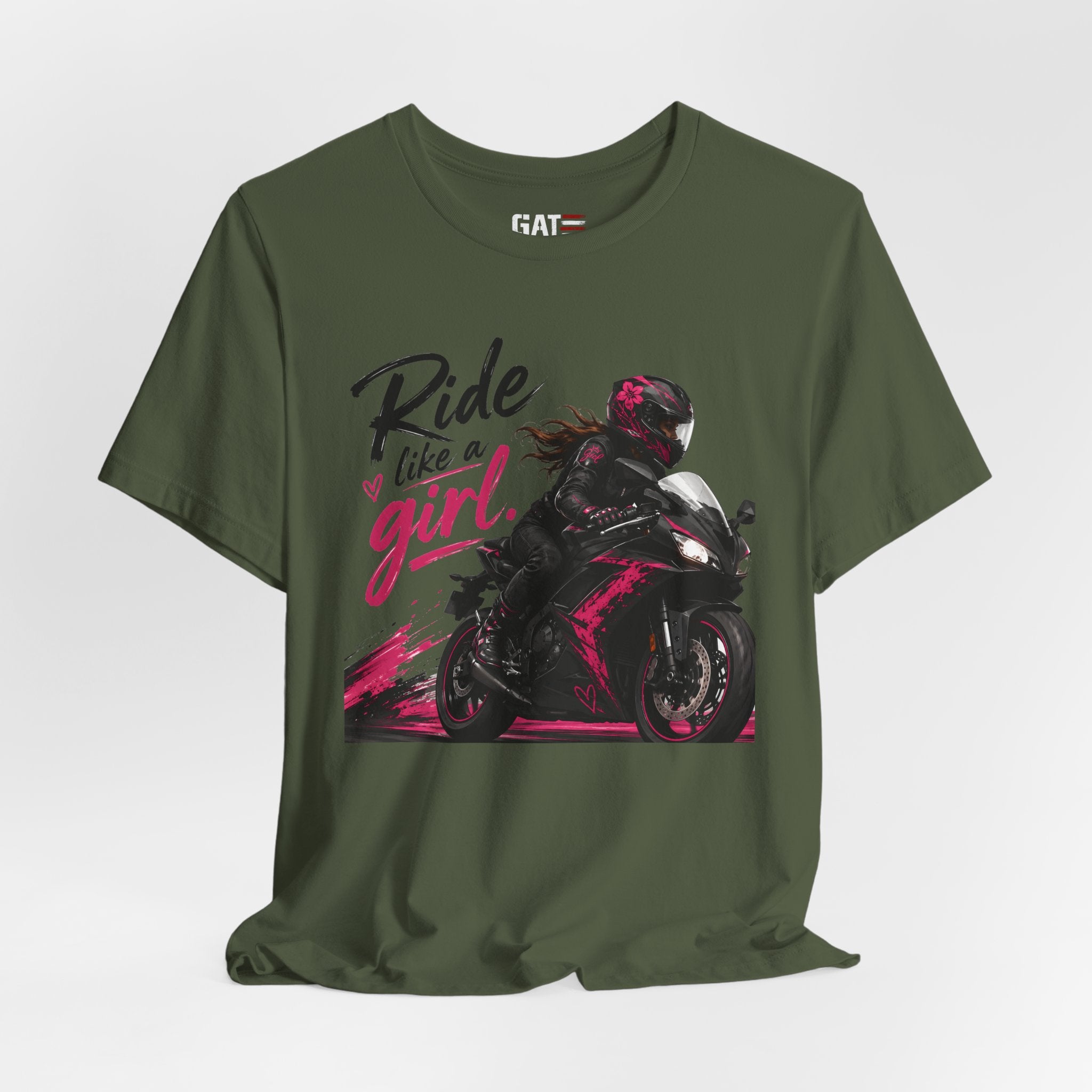 Ride Like A Girl Shirt, Women Motorcycle Rider Tee, Pink Biker Shirt, Moto Girl Gift, Sport Bike Shirt, Female Rider Tee