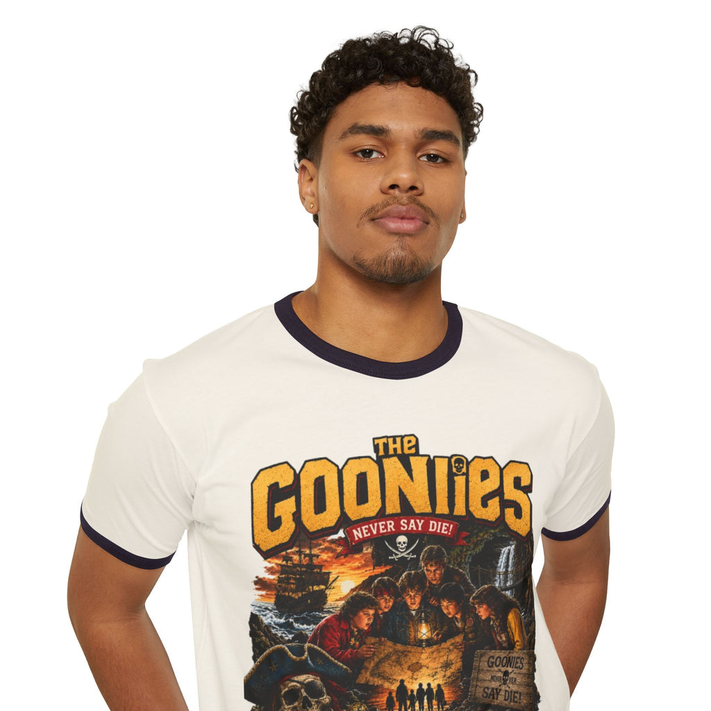 The Goonies Ringer T-Shirt - "Never Say Die" Retro Adventure Tee