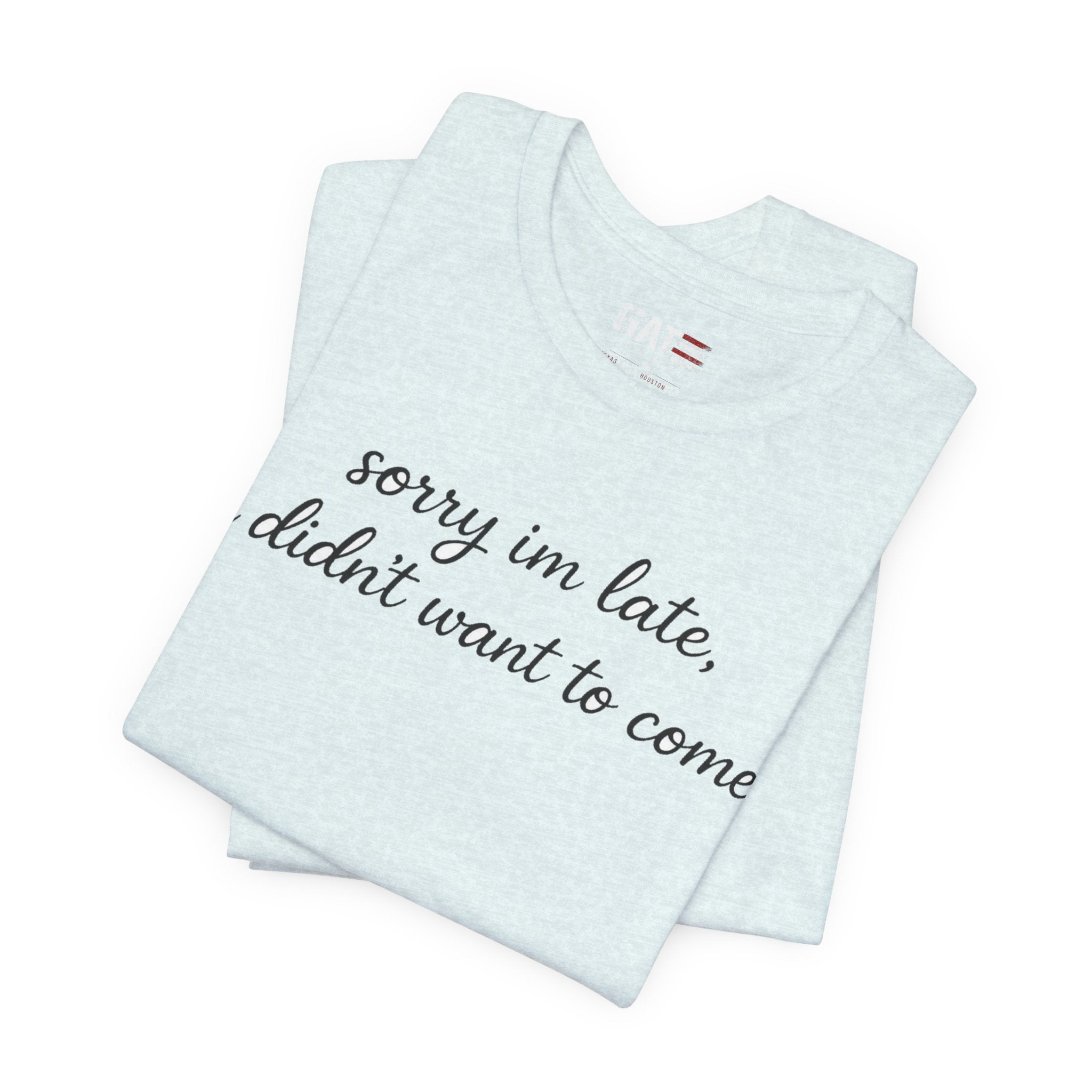 Sorry I'm Late I Didn't Want to Come Shirt, Funny Introvert Tee, Sarcastic Graphic Shirt, Minimalist Script Tee