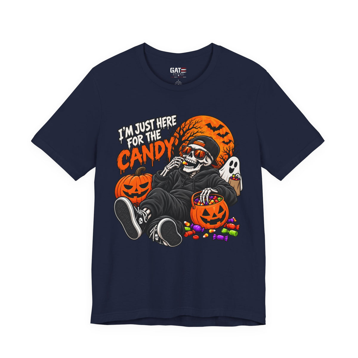 I'm Just Here for the Candy Halloween Skull Shirt | Spooky Tee