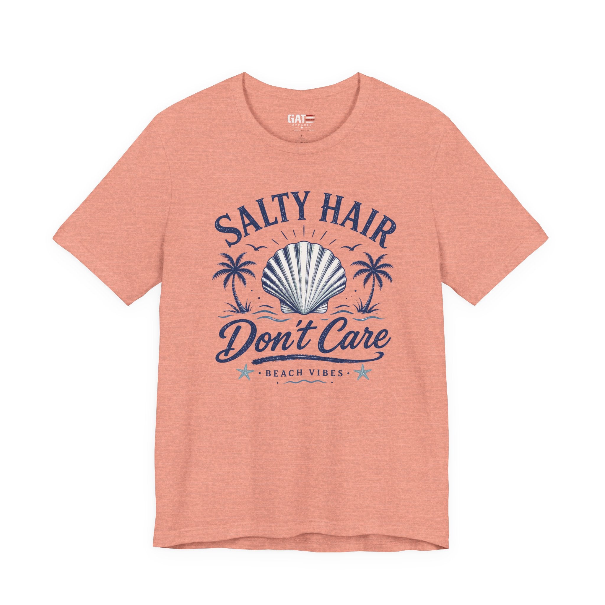 Salty Hair Don't Care T‑Shirt — Beach Vibes Shell Graphic Tee