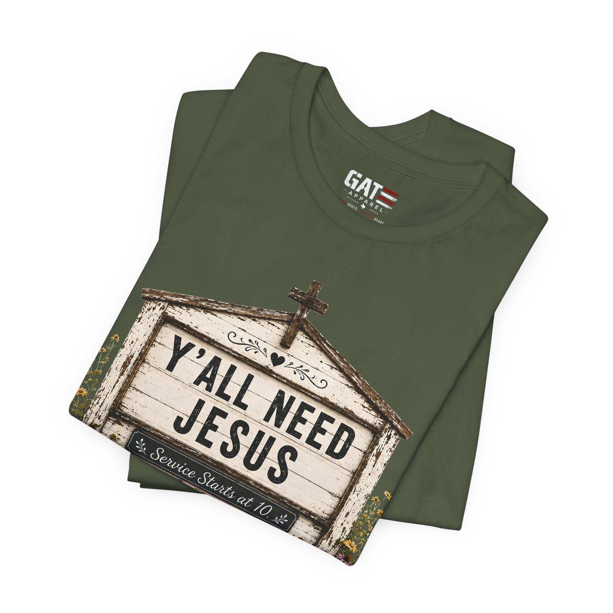 Y'all Need Jesus, Christian Shirt for Women, Rustic Faith Graphic Tee, Country Western Shirt, Farmhouse Christian Gift, Cowgirl Church Tee