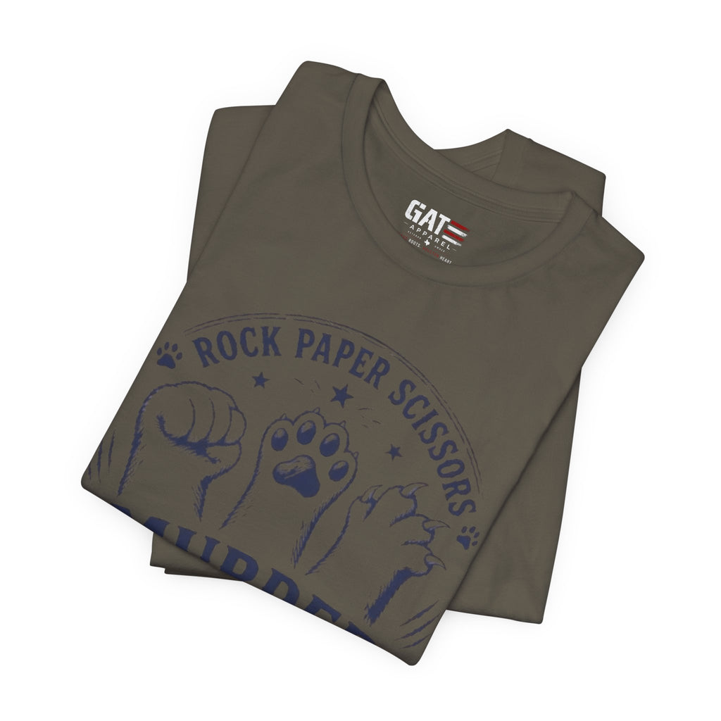 Rock Paper Scissors Murder Mittens Shirt, Funny Cat Lover Tee, Cat Paw Graphic T-Shirt, Cute Cat Mom Gift, Murder Mittens