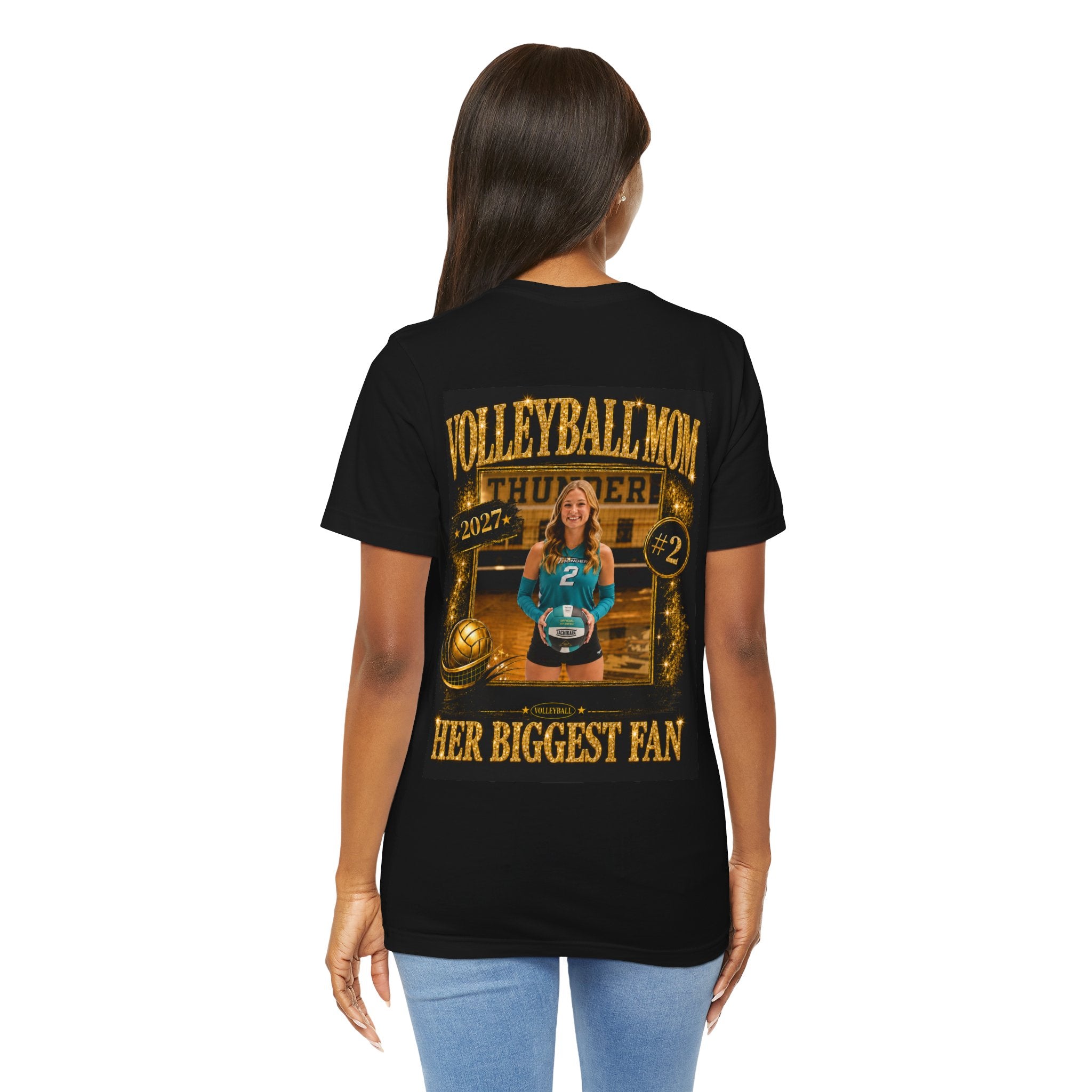 Volleyball Mom T‑Shirt –  (Custom Photo, Name, & Number)