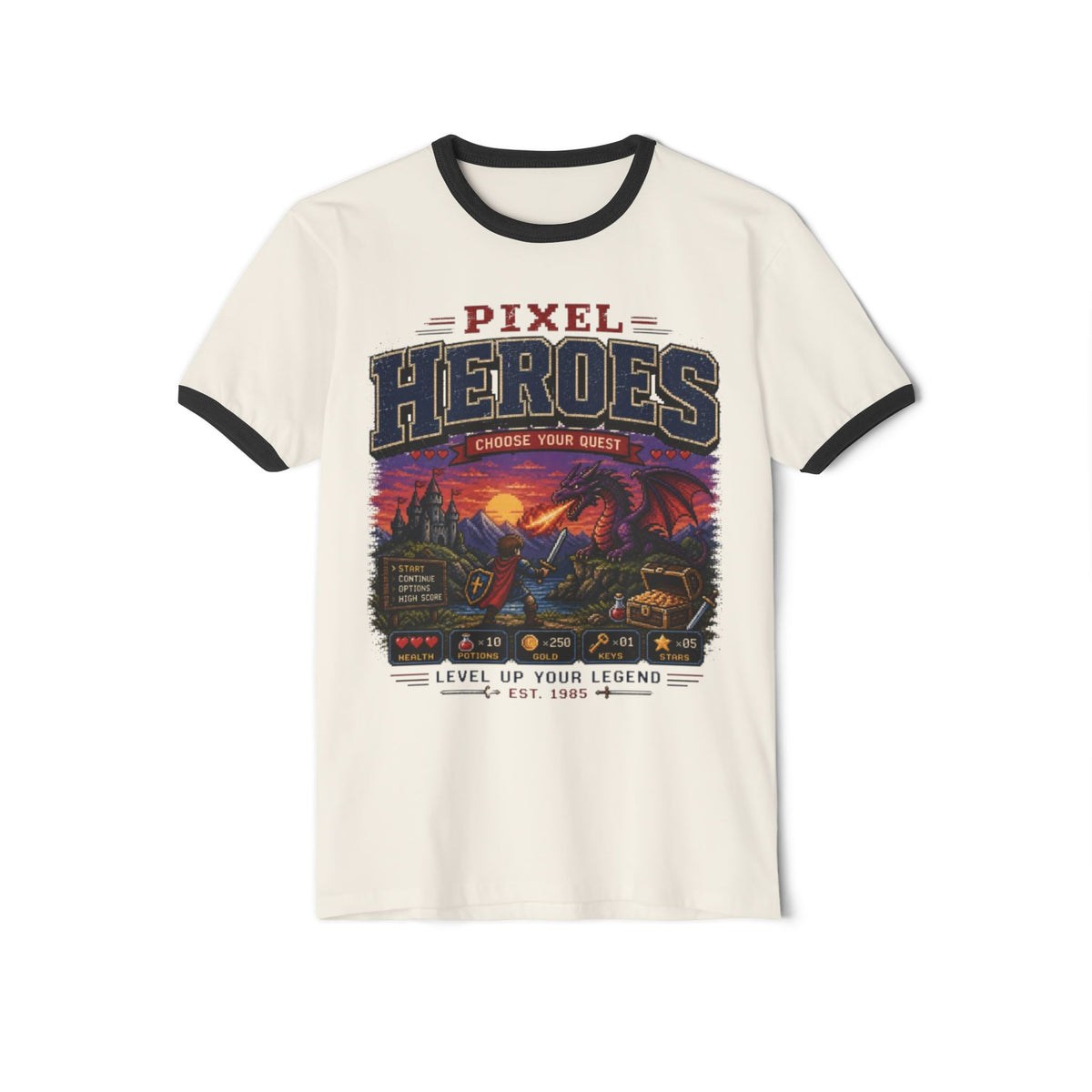 Pixel Heroes Ringer Shirt | Retro Video Game Tee
