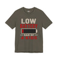 Low Battery Dad of 4 Kids Shirt, Funny Tired Dad Tee, Father of Four Gift, Parenting Humor Shirt, Exhausted Dad Graphic Tee