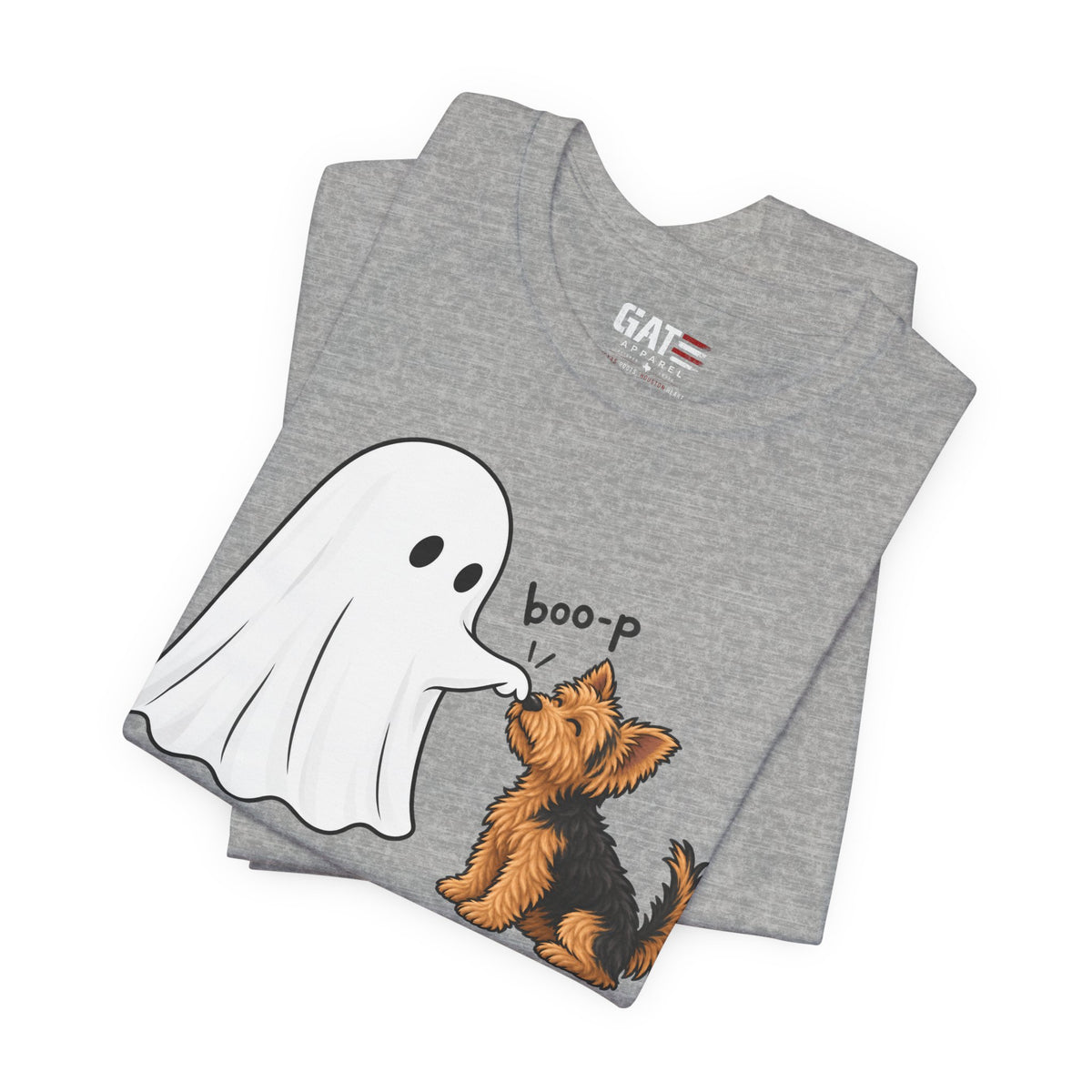 Halloween Ghost & Terrier— "boo-p" Cute Dog Halloween T-Shirt