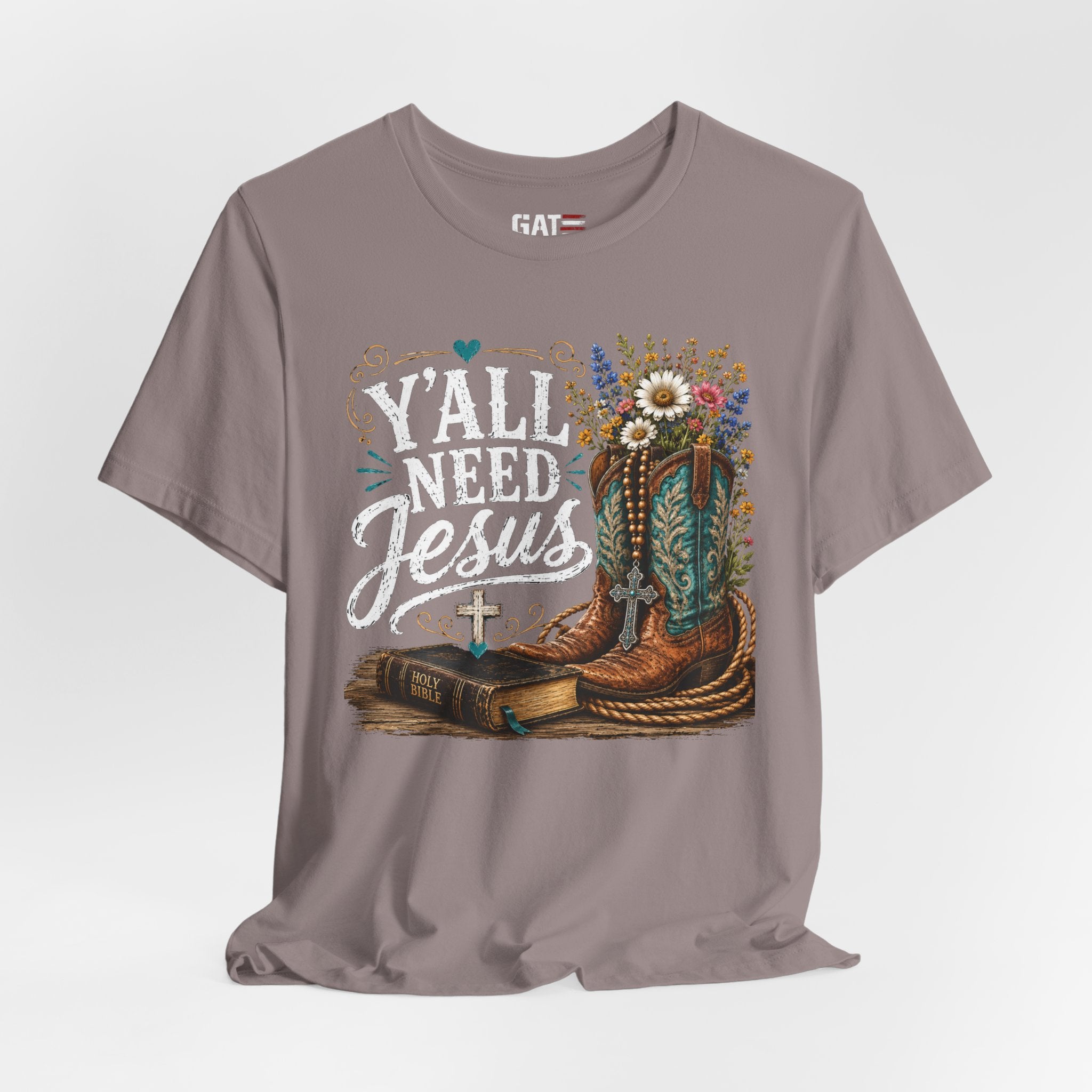 Y'all Need Jesus Shirt, Christian Western Shirt, Cowgirl Faith Tee, Cowboy Boots Floral Shirt, Country Christian Gift for Women