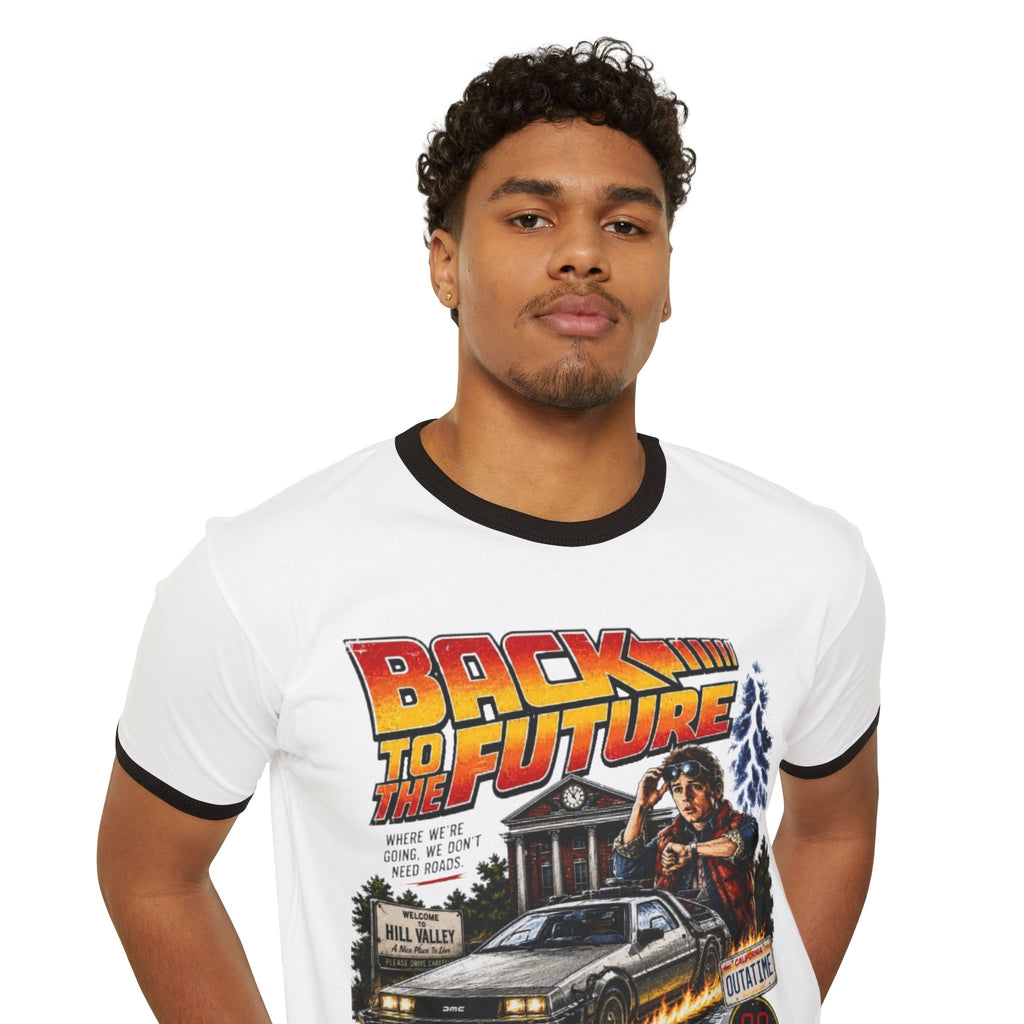 Back to the Future Ringer T-Shirt – Retro 80s Movie Graphic Tee