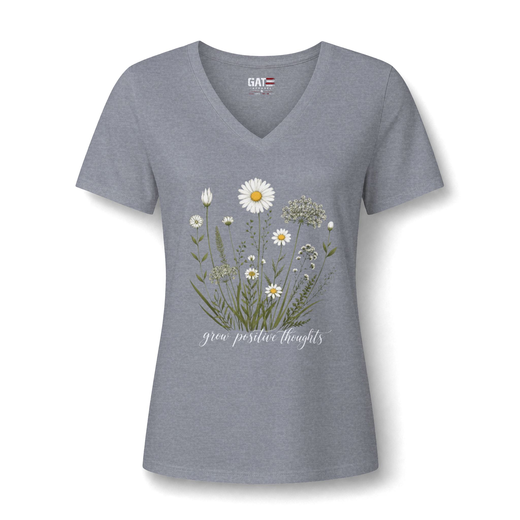 Daisy Wildflower V-Neck Tee — Give Positive Thoughts Floral Women's Shirt