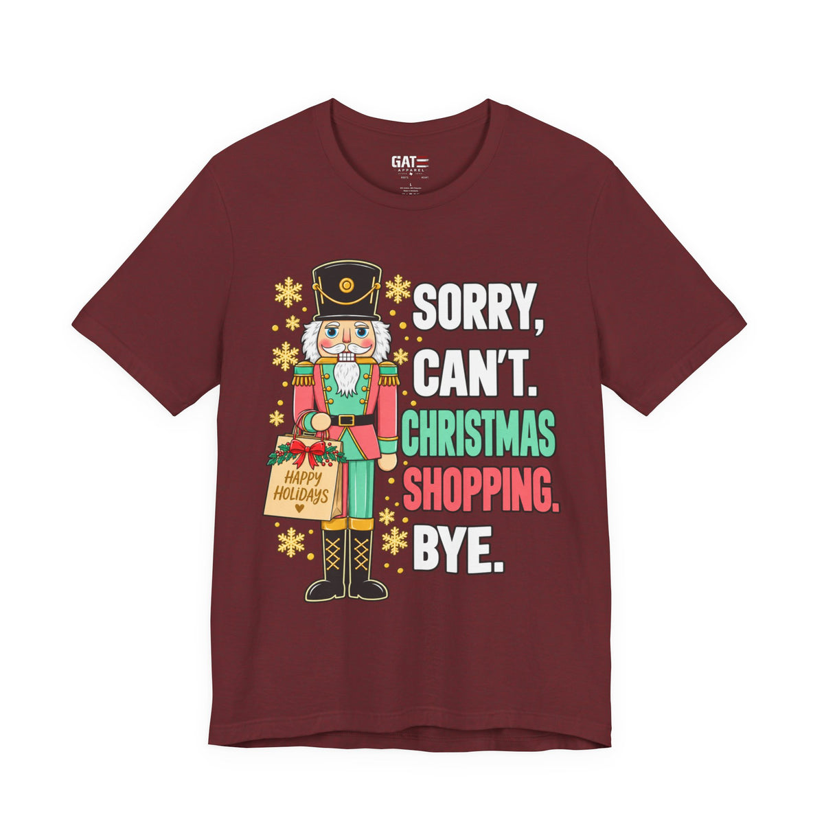 Christmas shopping nutcracker graphic T-shirt with humorous holiday design - product image 7
