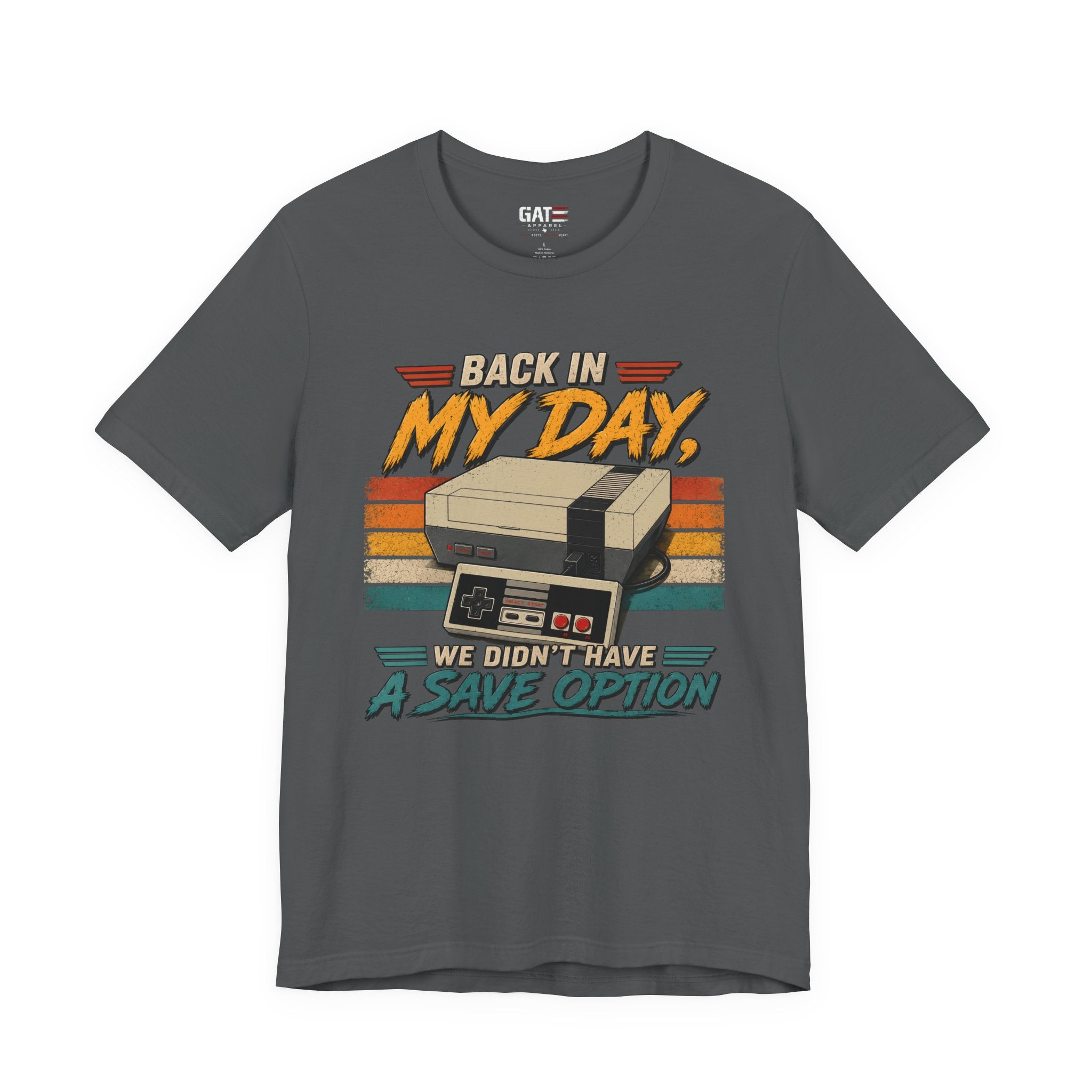 Funny Retro Gamer Shirt, Back In My Day We Didn't Have A Save Option, Vintage Gaming T Shirt, Old School Gamer Gift, Video Game Tee