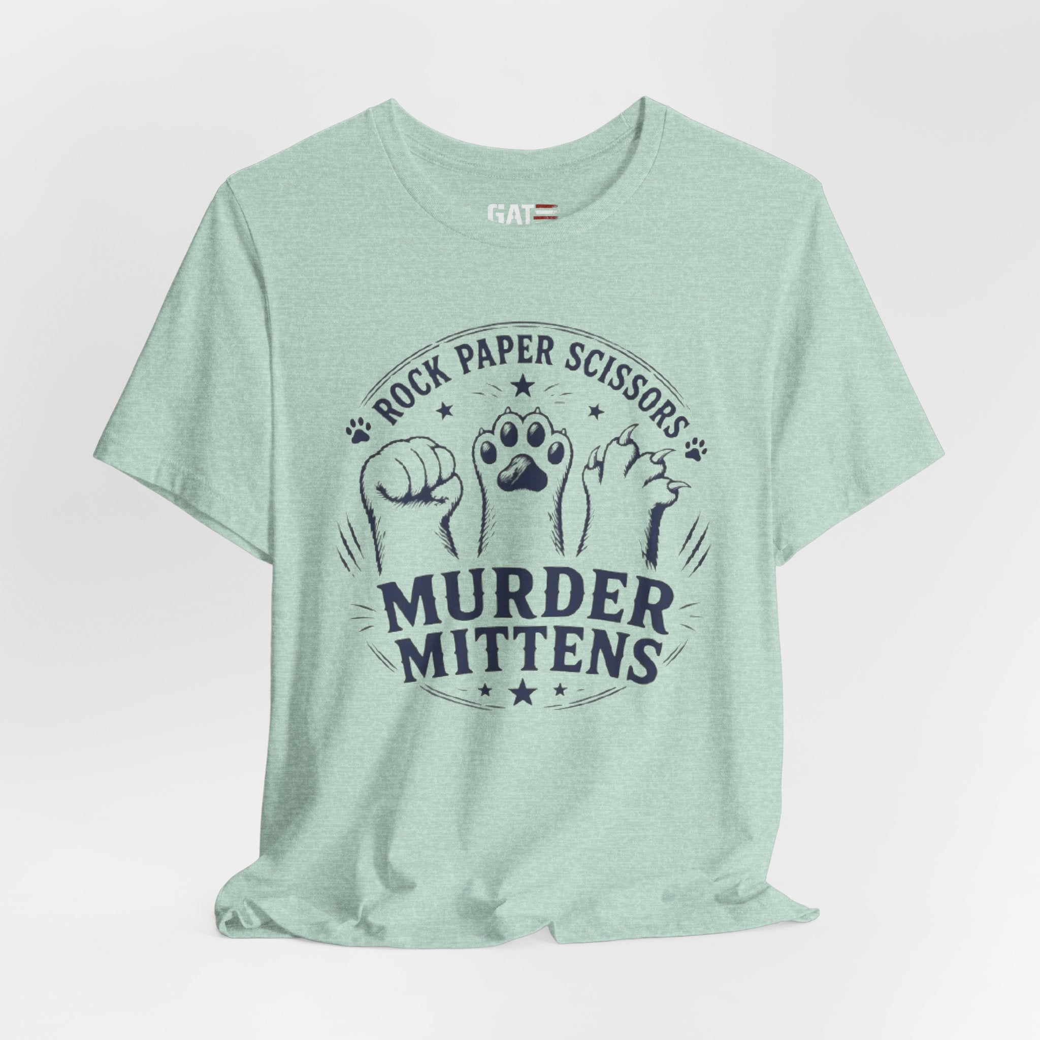 Rock Paper Scissors Murder Mittens Shirt, Funny Cat Lover Tee, Cat Paw Graphic T-Shirt, Cute Cat Mom Gift, Murder Mittens