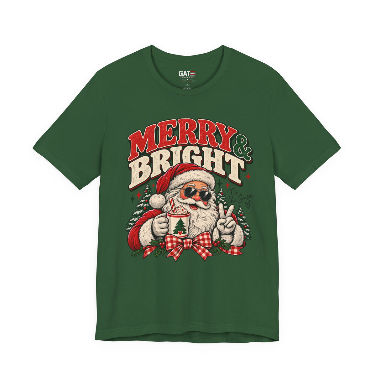 Merry & Bright Santa Shirt | Retro Christmas Graphic Tee