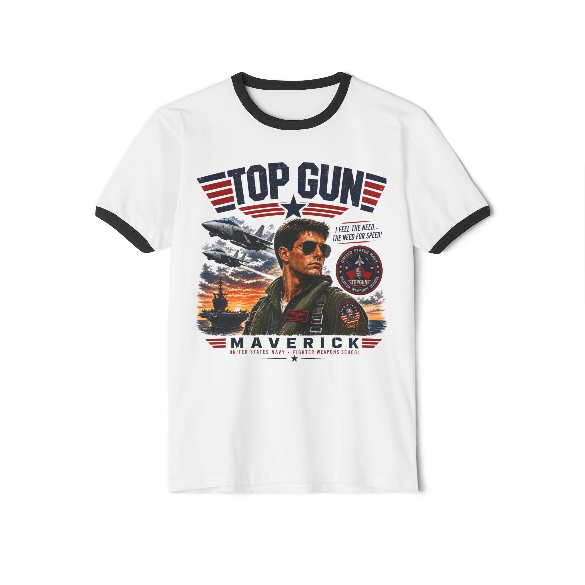Top Gun Maverick Ringer T-Shirt – Retro Aviator Pilot Graphic Tee