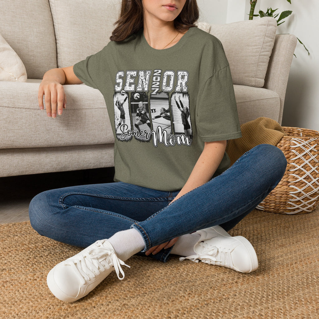Senior Volleyball Mom T‑Shirt Personalized Photos and Name