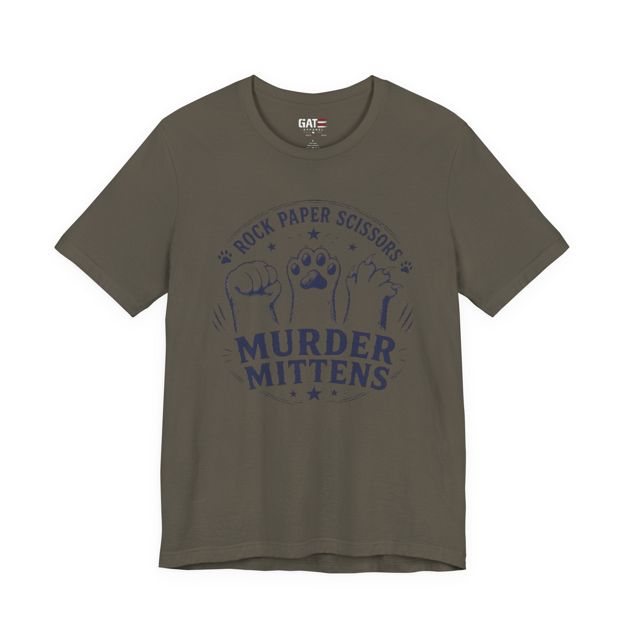 Rock Paper Scissors Murder Mittens Shirt, Funny Cat Lover Tee, Cat Paw Graphic T-Shirt, Cute Cat Mom Gift, Murder Mittens