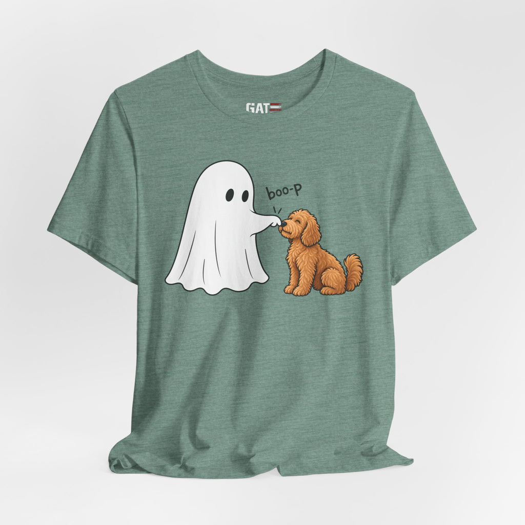 Halloween Ghost & Doodle— "boo-p" Cute Dog Halloween T-Shirt