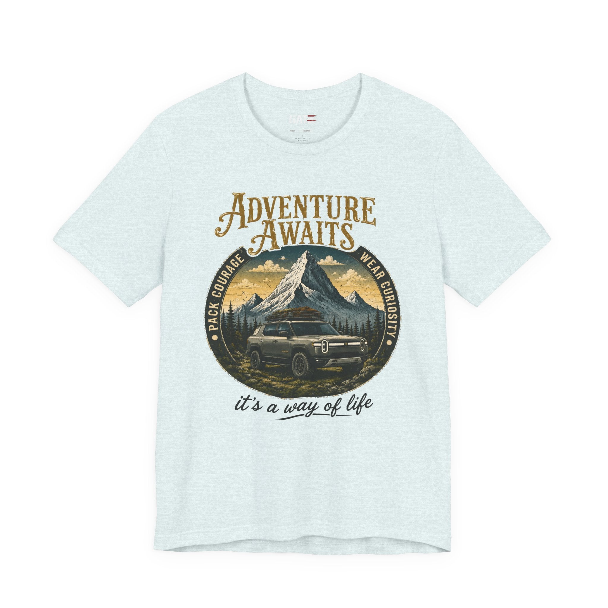 Adventure Awaits Shirt, Rivian Camping, Mountain Adventure Tee, Overlanding Shirt, Off Road SUV Graphic Tee, Outdoor, Nature Lover Shirt
