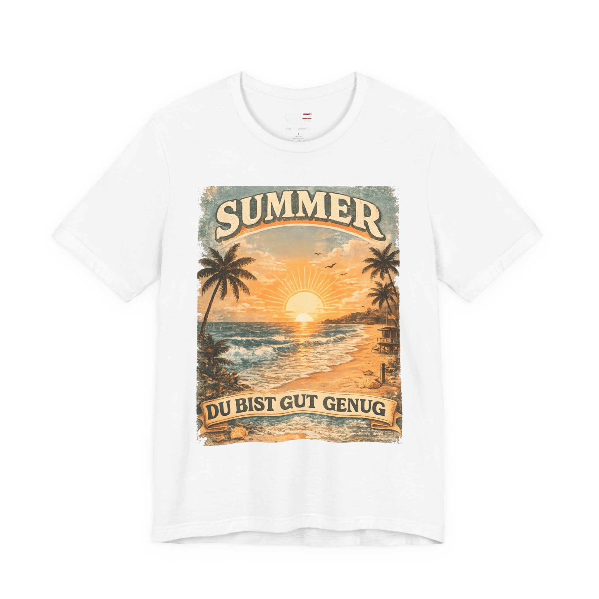 Du Bist Gut Genug Shirt, You Are Enough Tee, Summer Beach Sunset Graphic Shirt, German Quote Retro Aesthetic Tee