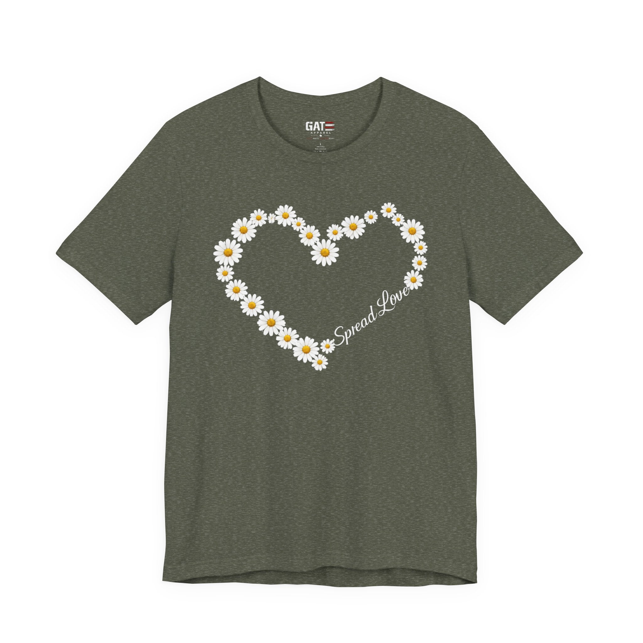 Daisy Heart Tee — "Spread Love" Floral Graphic T-Shirt