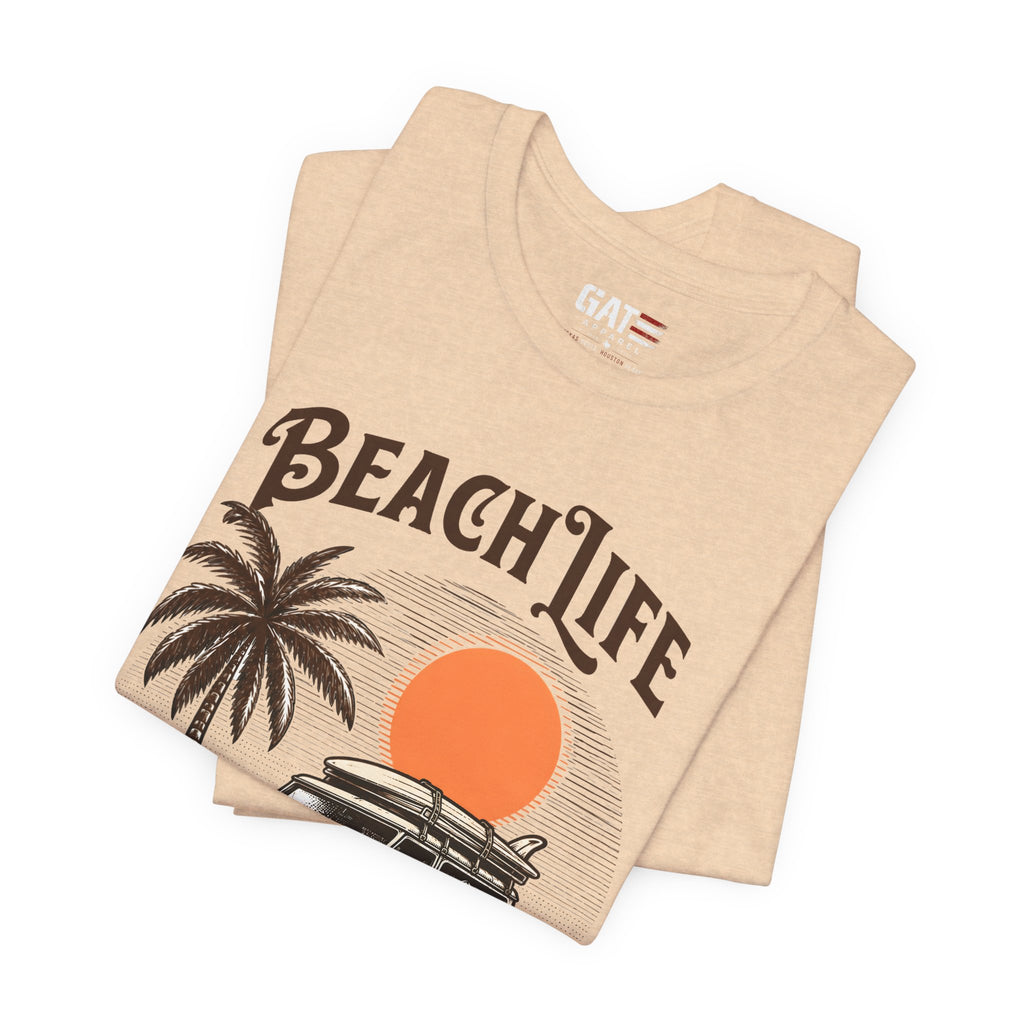 Beach Life Shirt, Retro VW Bus T Shirt, Vintage Camper Van Tee, Coastal Vacation Shirt, Summer Beach Graphic Tee, Surf Style Shirt, Van Life