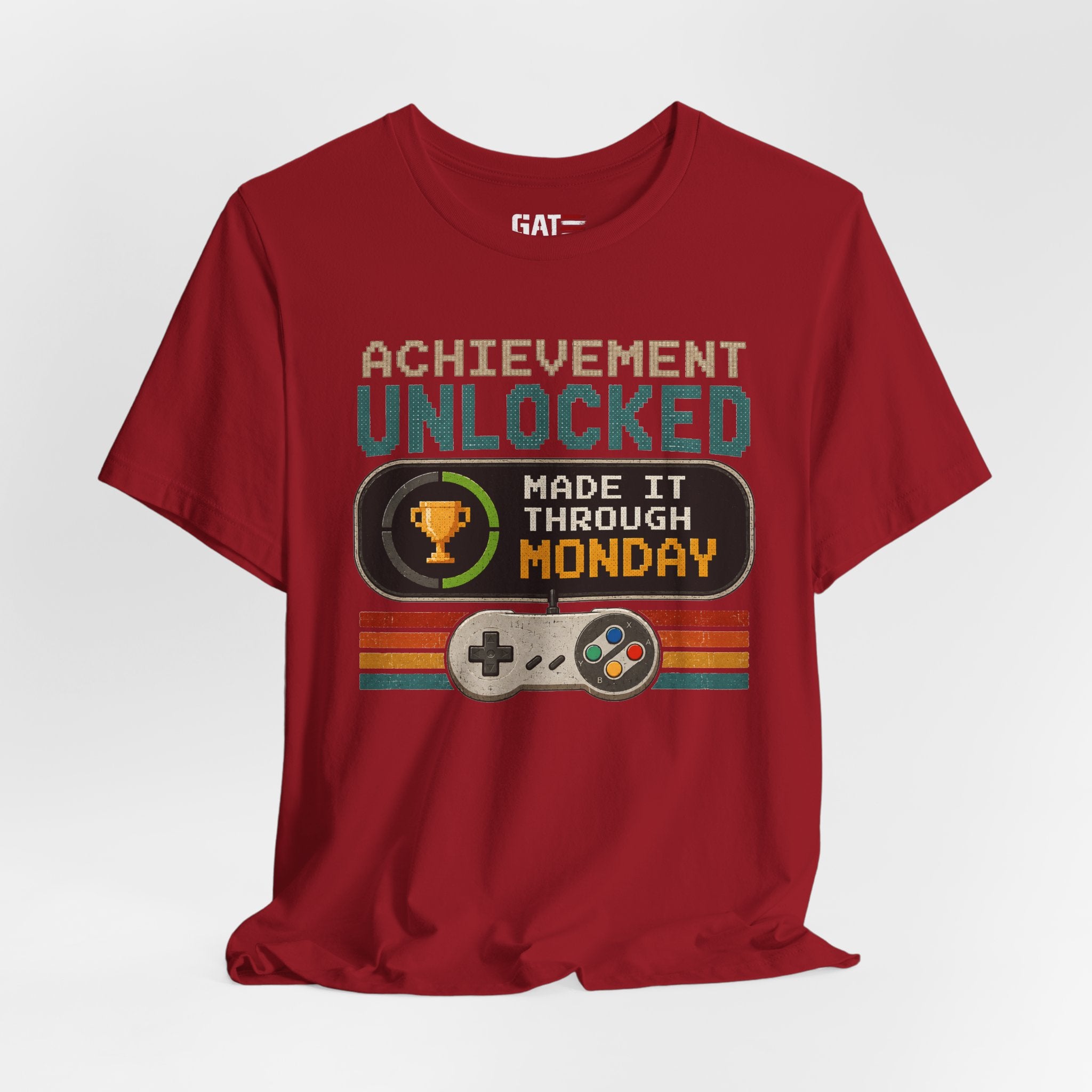 Retro Gaming Shirt, Funny Work Shirt, Made It Through Monday Tee, Gamer Gift for Men Women, Office Humor Shirt