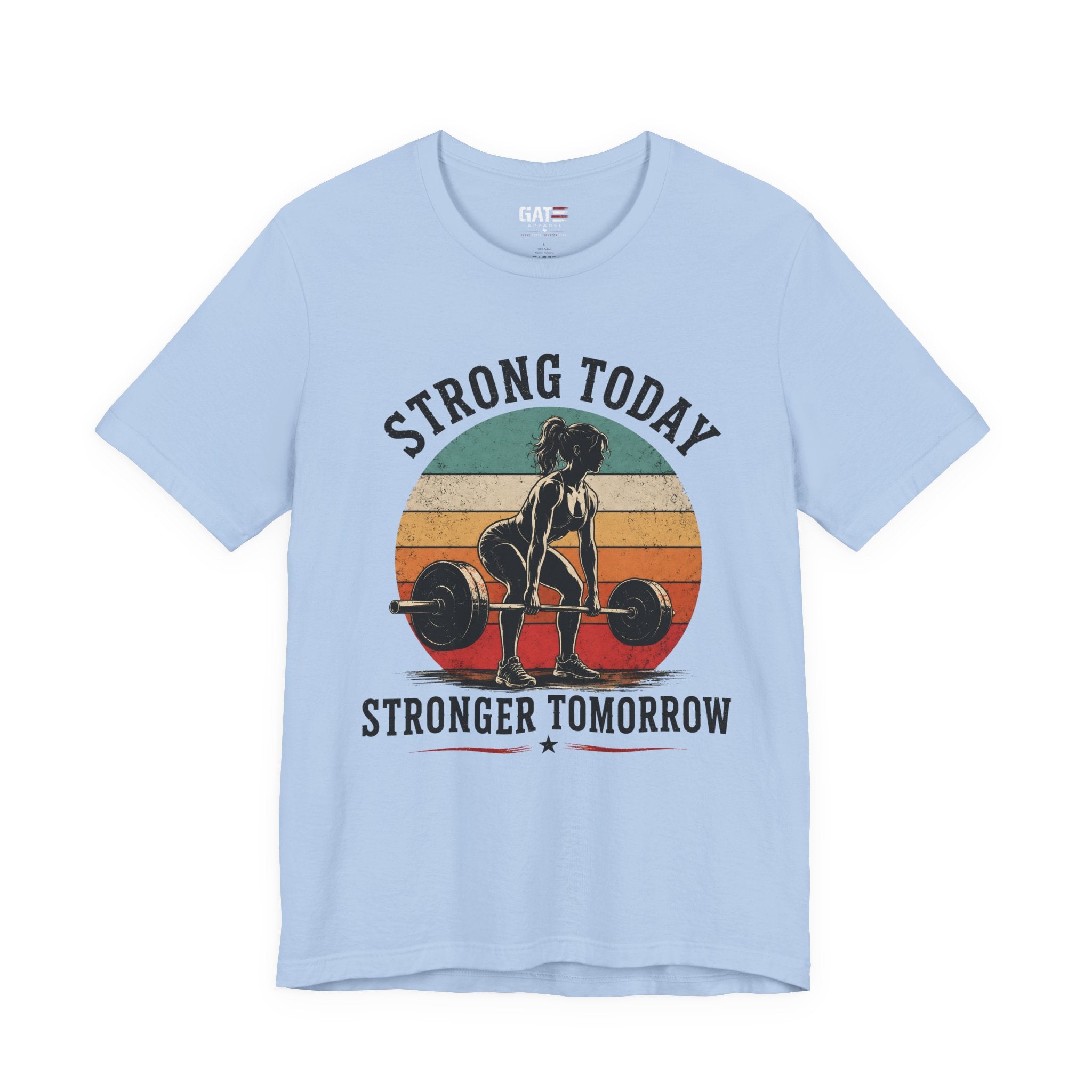 Strong Today Stronger Tomorrow Shirt, Women's Gym Shirt, Retro Weightlifting Tee, Fitness Gift for Women